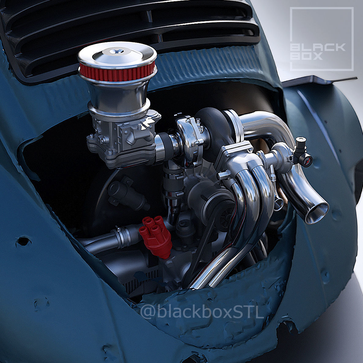 PRO Turbo UPGRADE SET for our  Flat FOUR Base engine 1-24th 3D print model_6