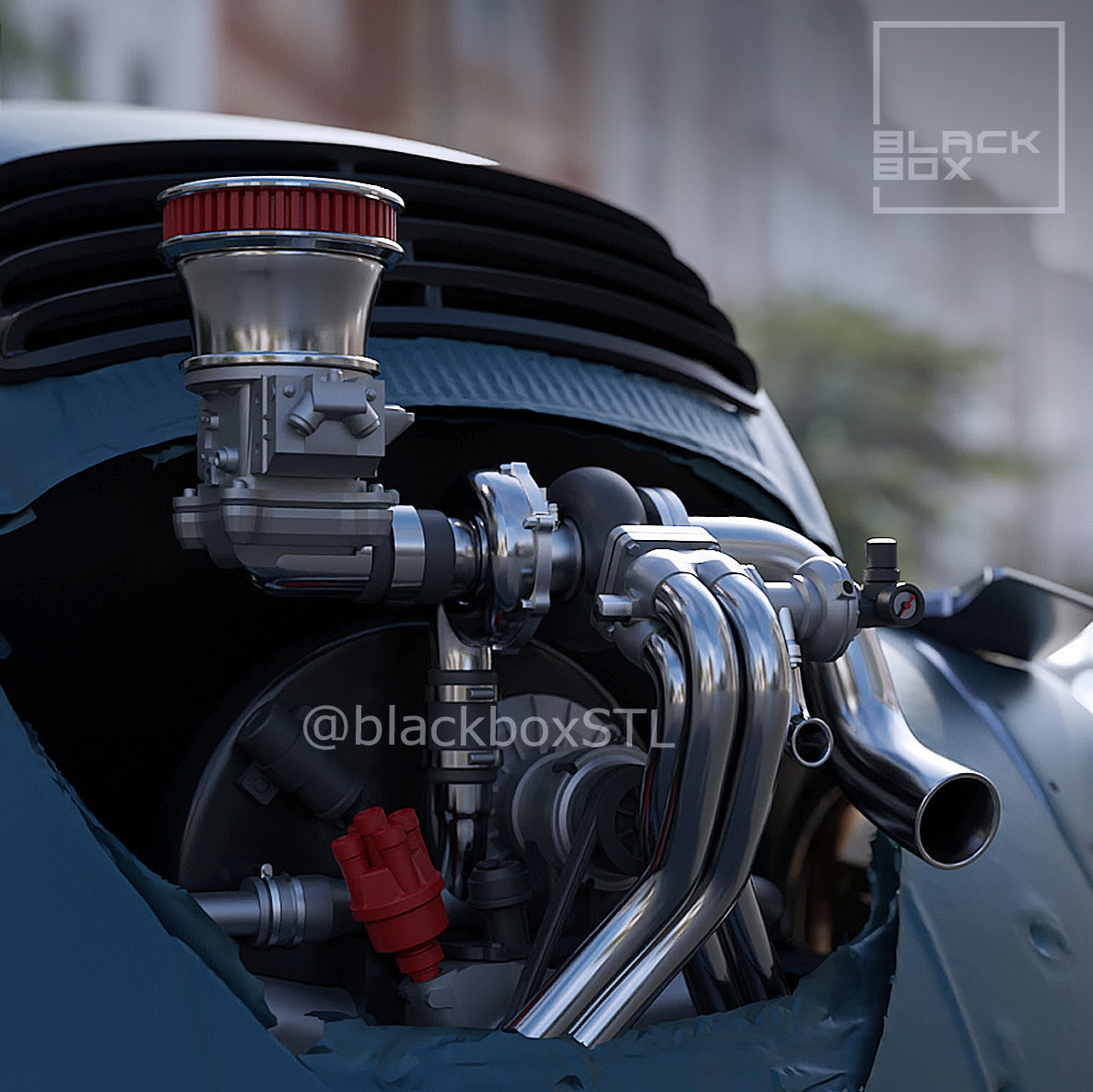 PRO Turbo UPGRADE SET for our  Flat FOUR Base engine 1-24th 3D print model_4