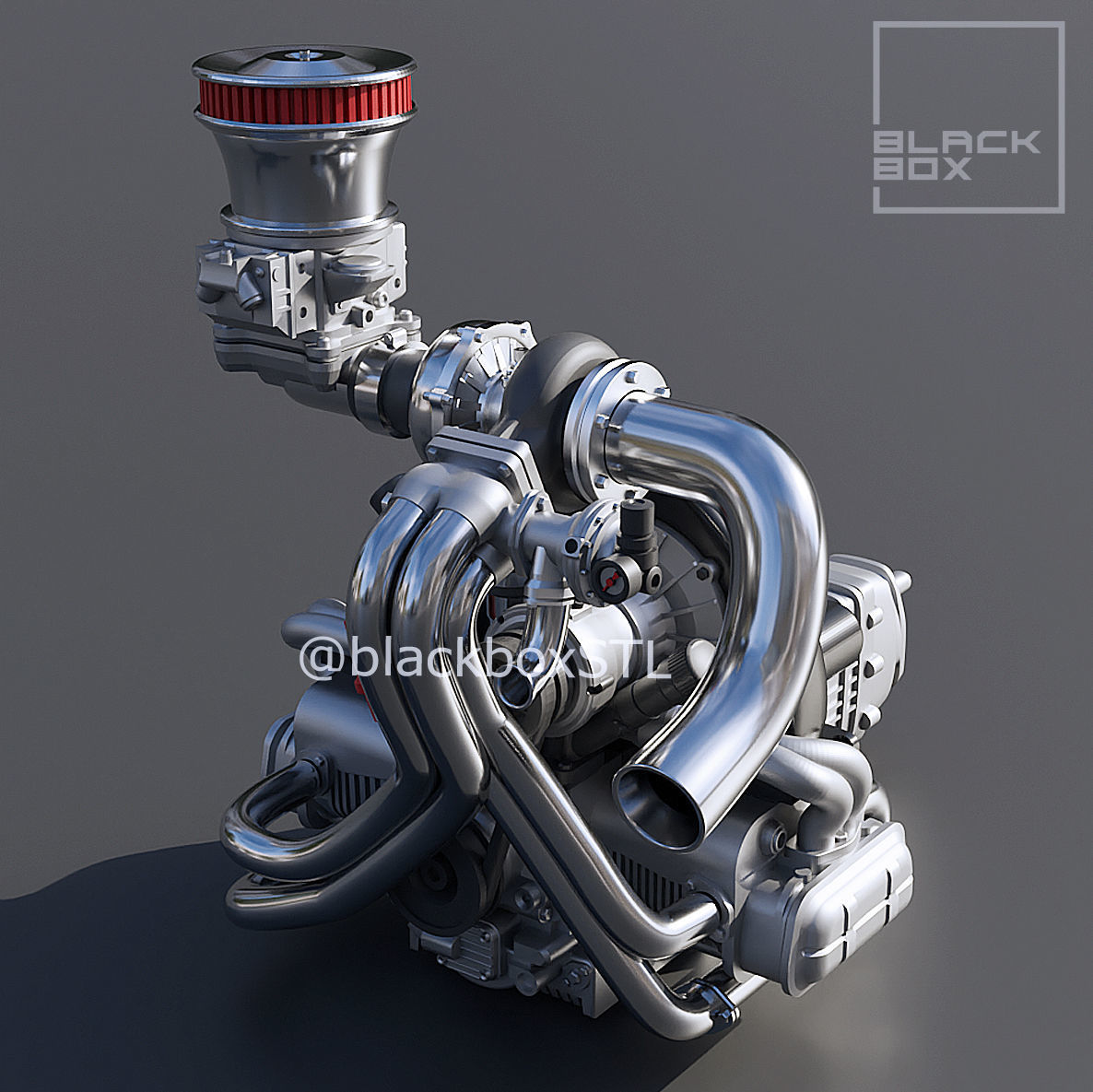 PRO Turbo UPGRADE SET for our  Flat FOUR Base engine 1-24th 3D print model_5