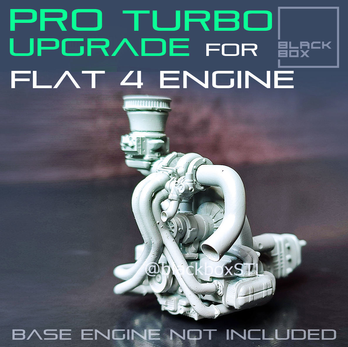 PRO Turbo UPGRADE SET for our  Flat FOUR Base engine 1-24th 3D print model_1