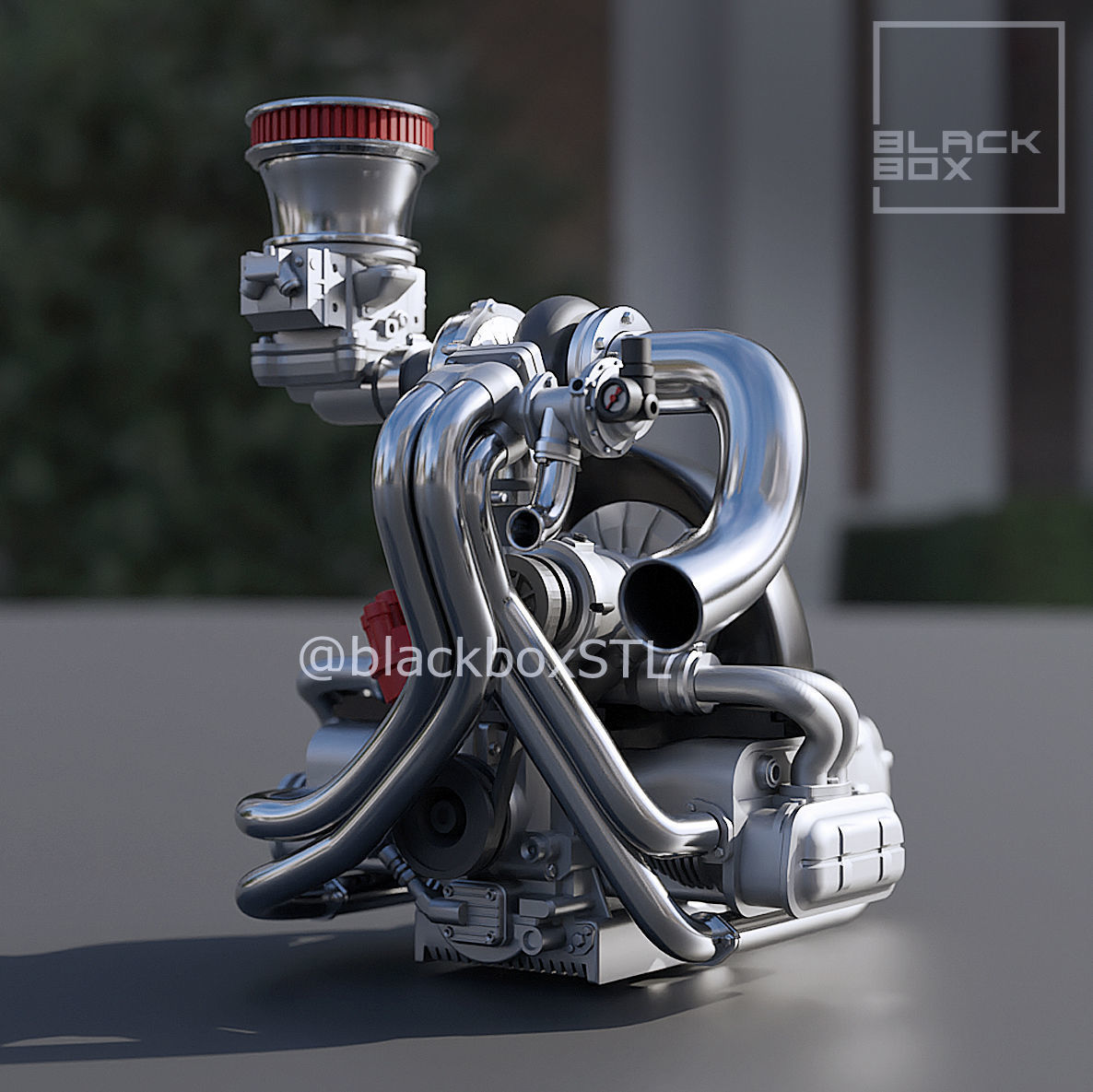 PRO Turbo UPGRADE SET for our  Flat FOUR Base engine 1-24th 3D print model_7