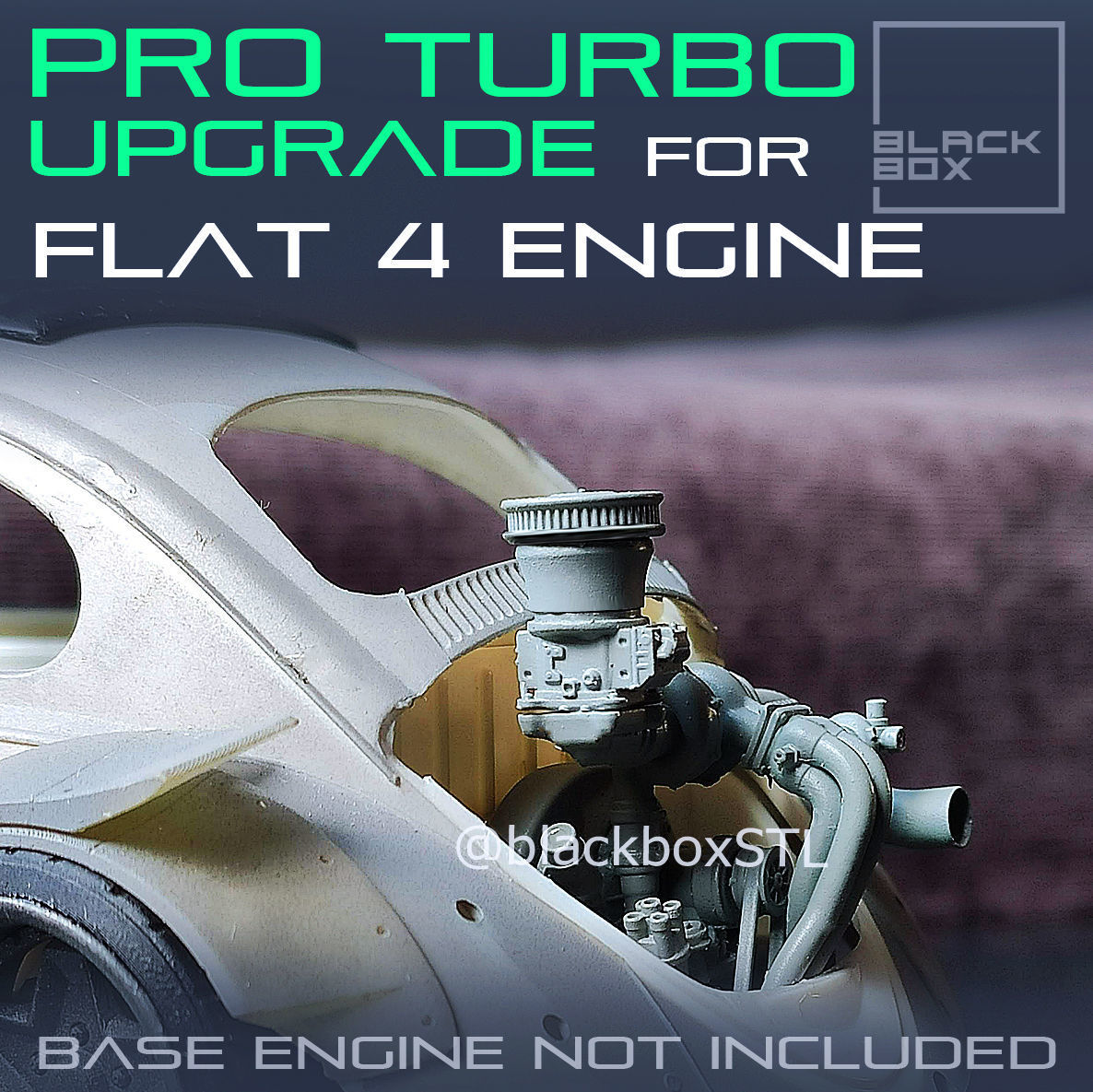PRO Turbo UPGRADE SET for our  Flat FOUR Base engine 1-24th 3D print model_2