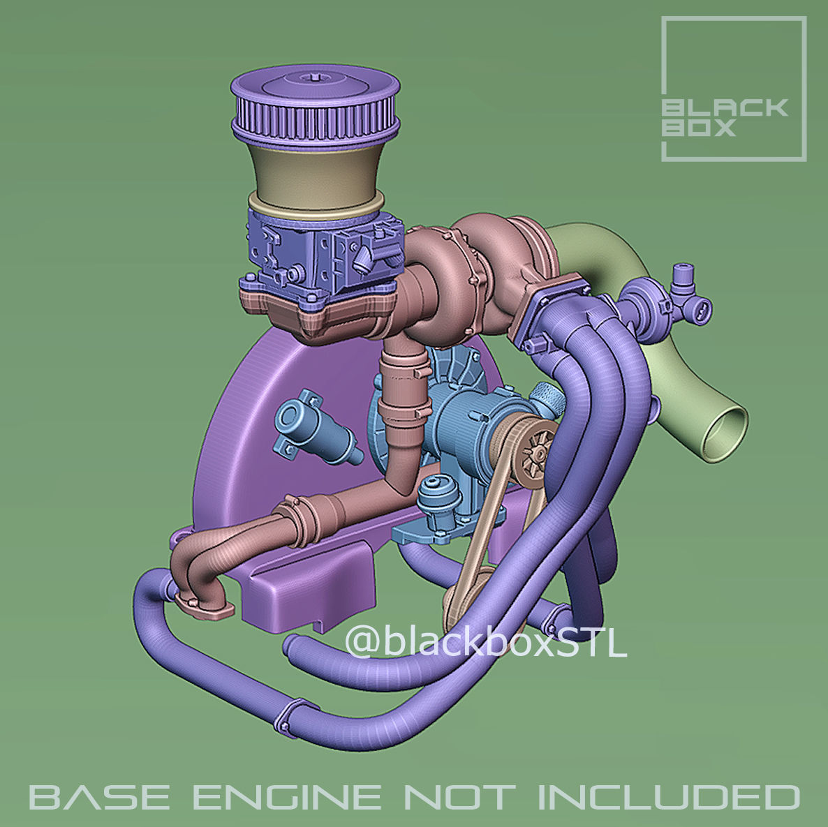 PRO Turbo UPGRADE SET for our  Flat FOUR Base engine 1-24th 3D print model_3