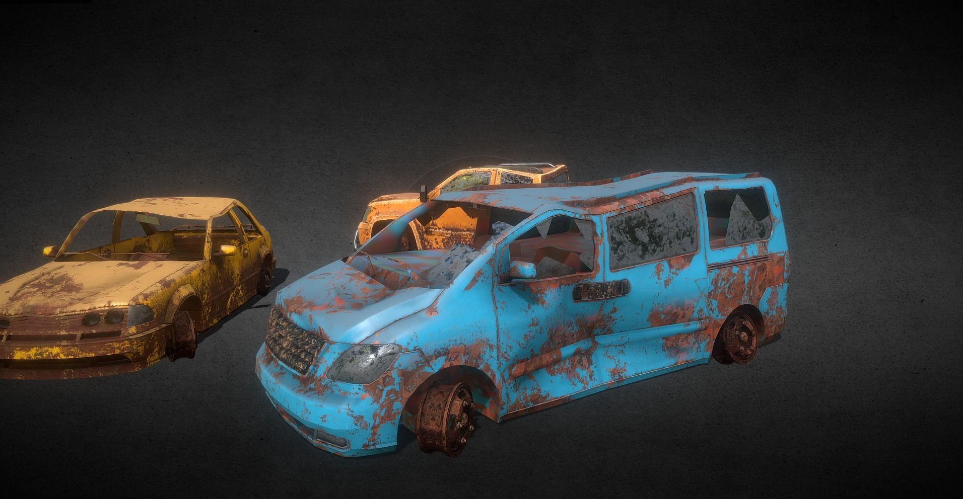 Abandoned Post-Apocalyptic Vehicle Pack Low-poly 3D model_3