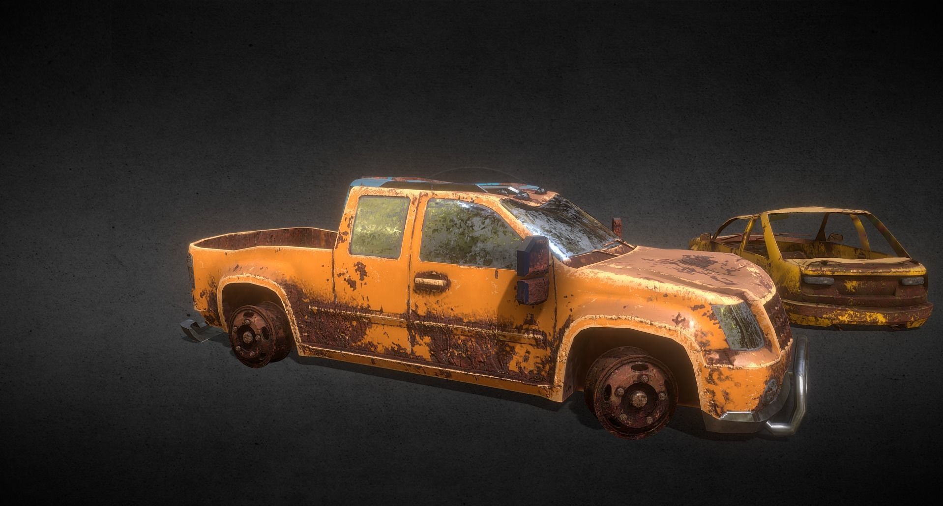 Abandoned Post-Apocalyptic Vehicle Pack Low-poly 3D model_1