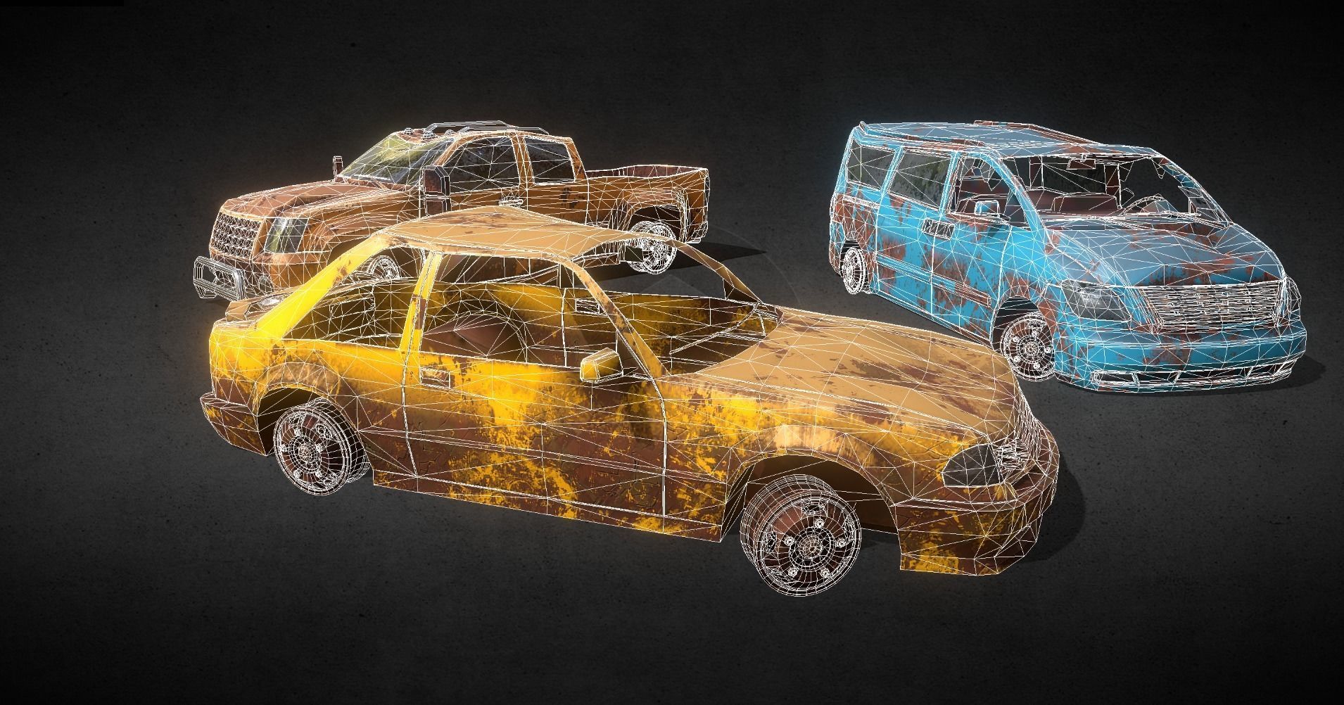 Abandoned Post-Apocalyptic Vehicle Pack Low-poly 3D model_6