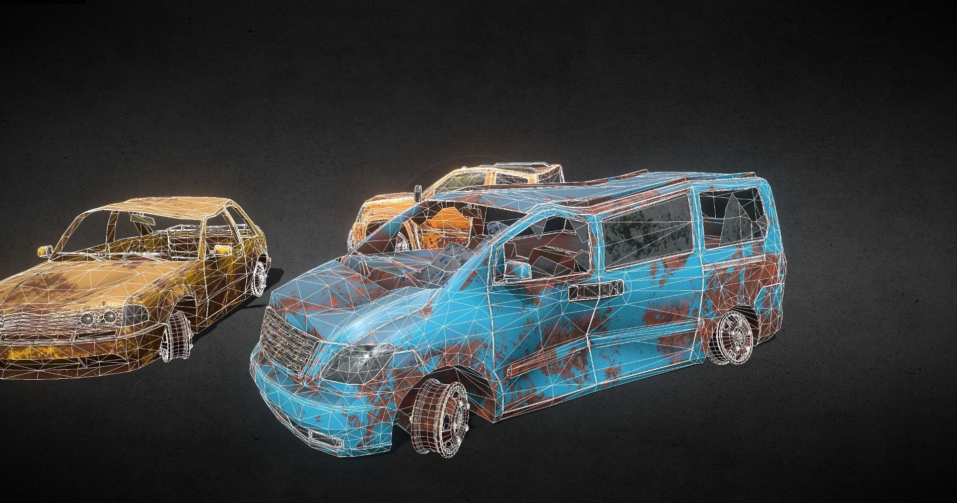 Abandoned Post-Apocalyptic Vehicle Pack Low-poly 3D model_4