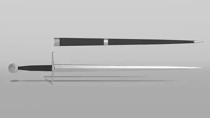 Longsword sword and dagger Low-poly 3D model