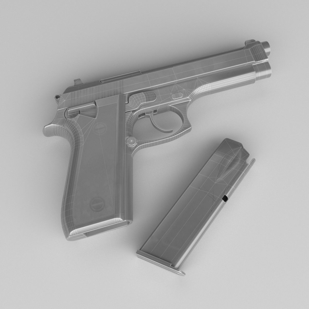 Pistol Taurus T92 in 3D model Low-poly 3D model_4