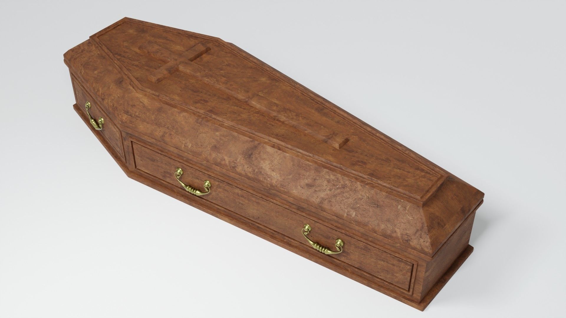 Wooden Coffin 3D model_3
