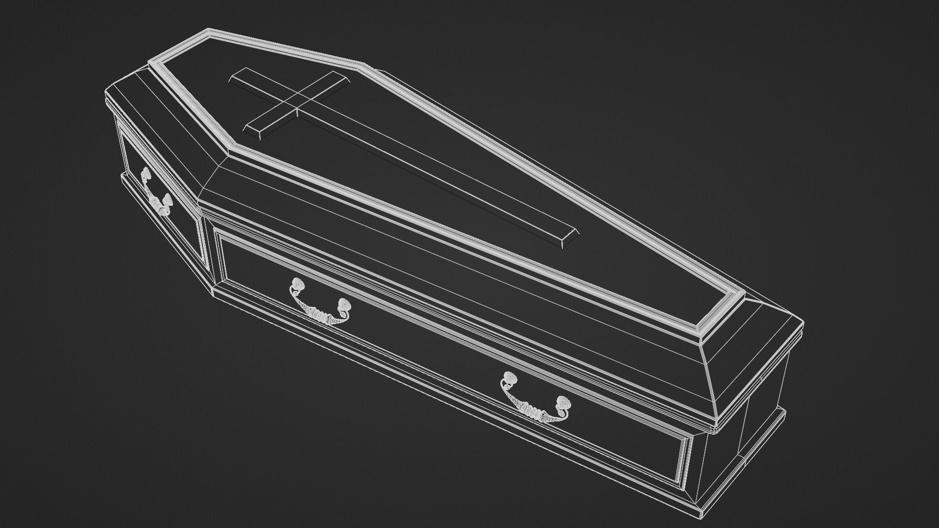 Wooden Coffin 3D model_8
