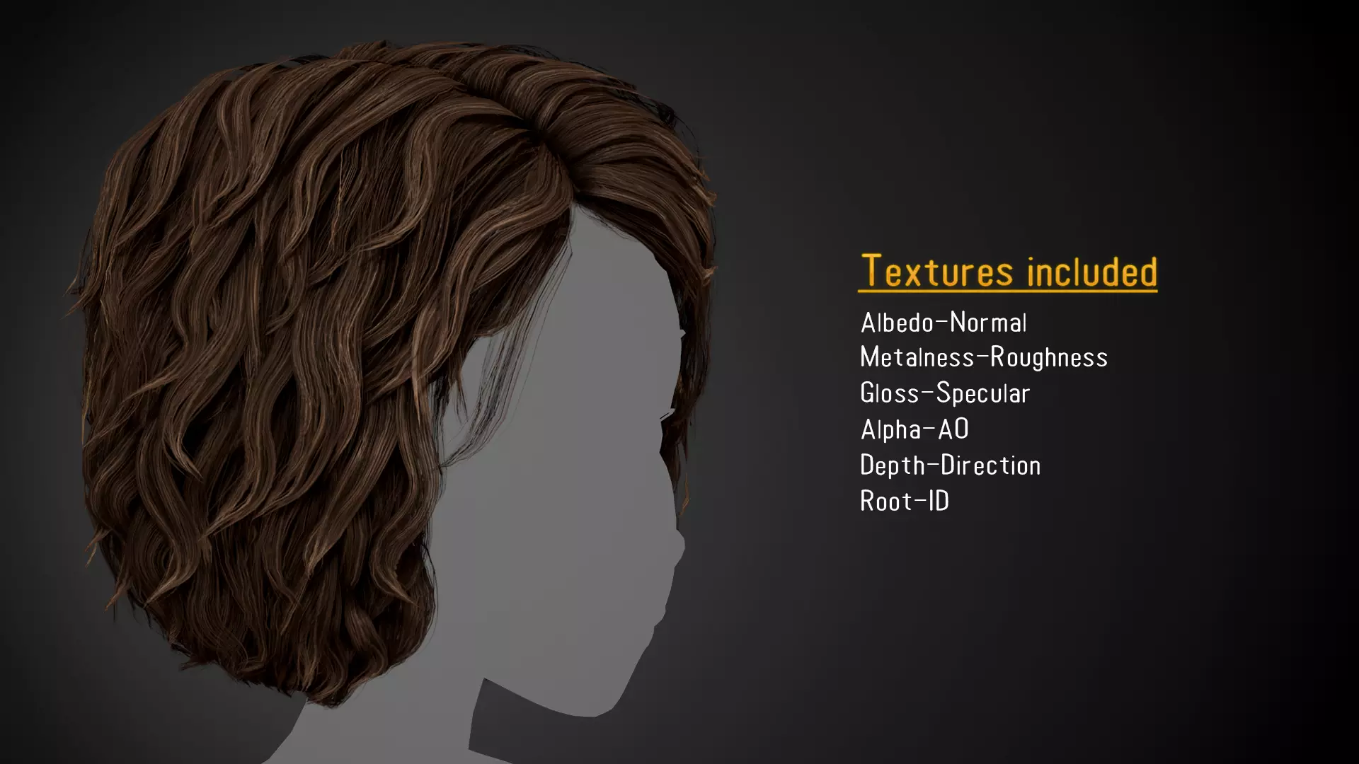Male Hair Cards Style 7 - Curly Hair 1 Low-poly 3D model