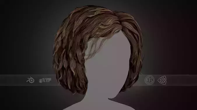 Male Hair Cards Style 7 - Curly Hair 1 Low-poly 3D model