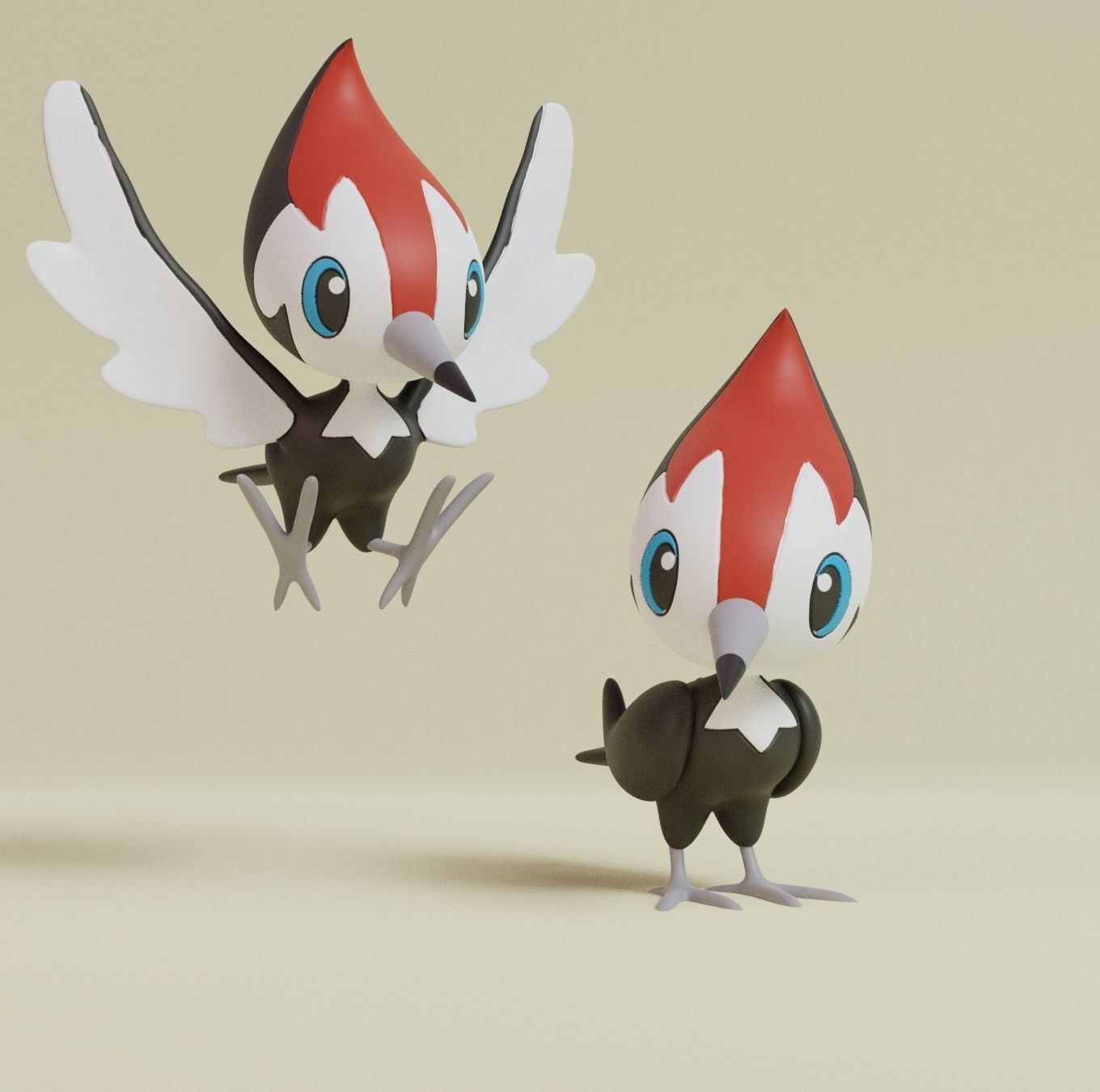 Pokemon - Pikipek Trumbeak and Toucannon with 2 poses 3D print model_1