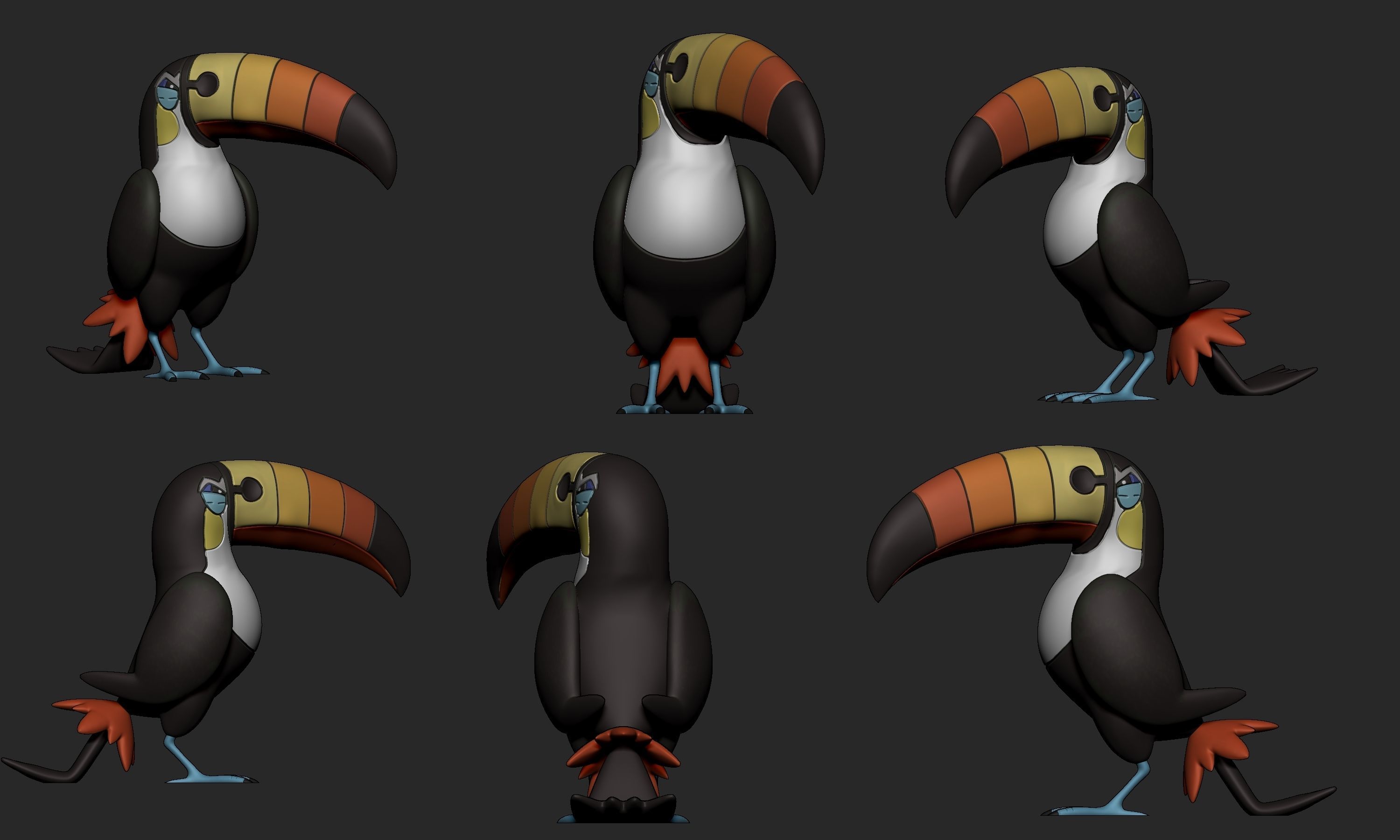 Pokemon - Pikipek Trumbeak and Toucannon with 2 poses 3D print model_7