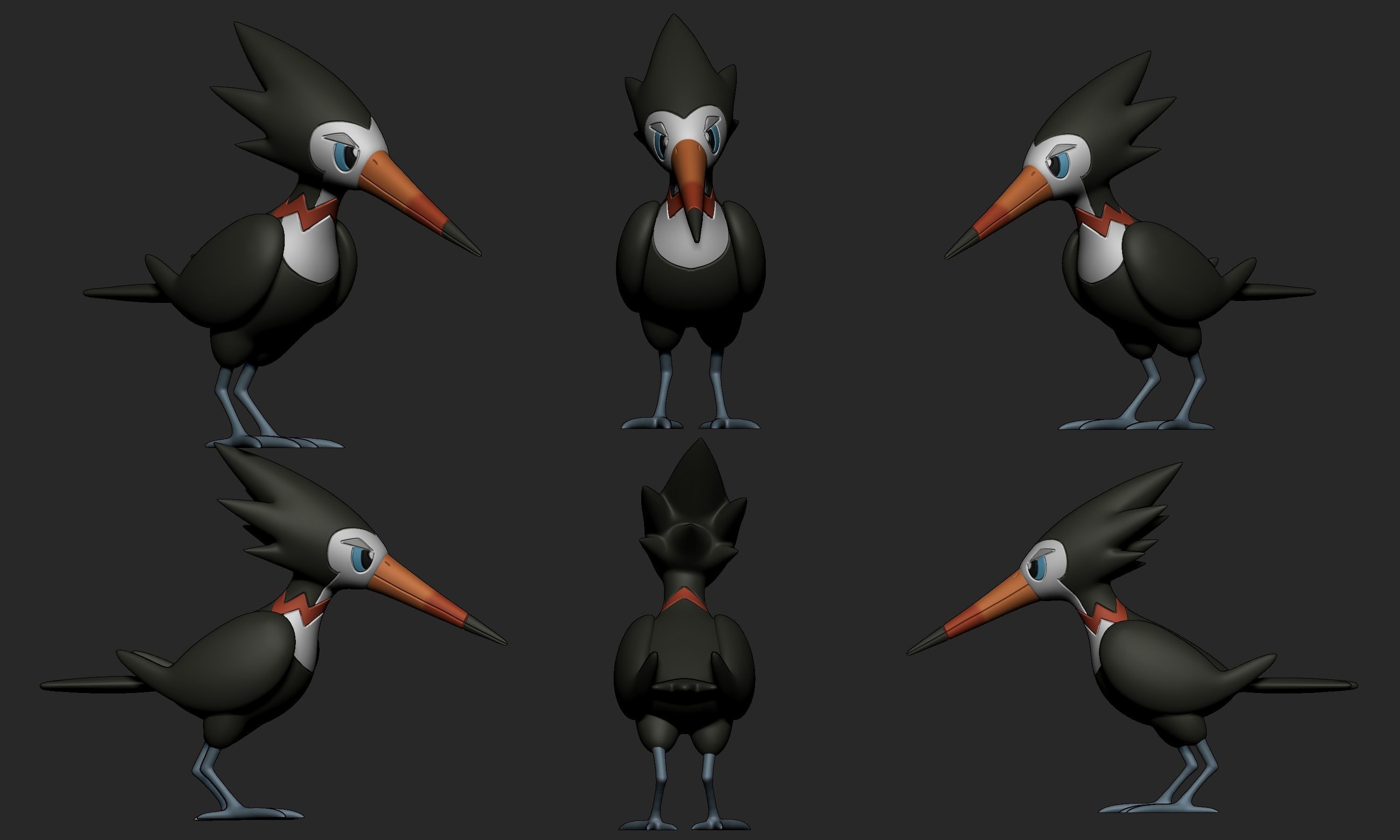 Pokemon - Pikipek Trumbeak and Toucannon with 2 poses 3D print model_12