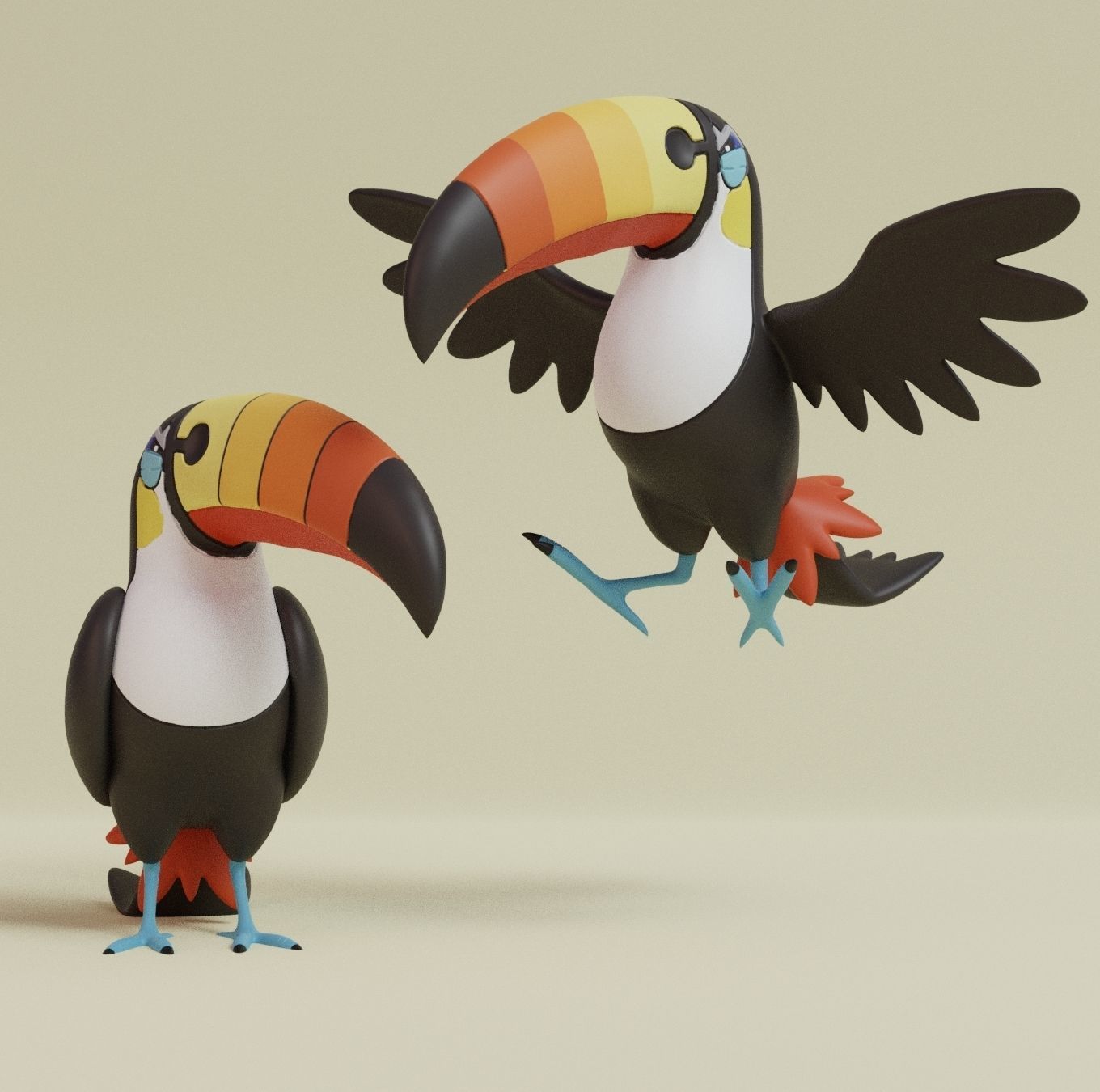 Pokemon - Pikipek Trumbeak and Toucannon with 2 poses 3D print model_6