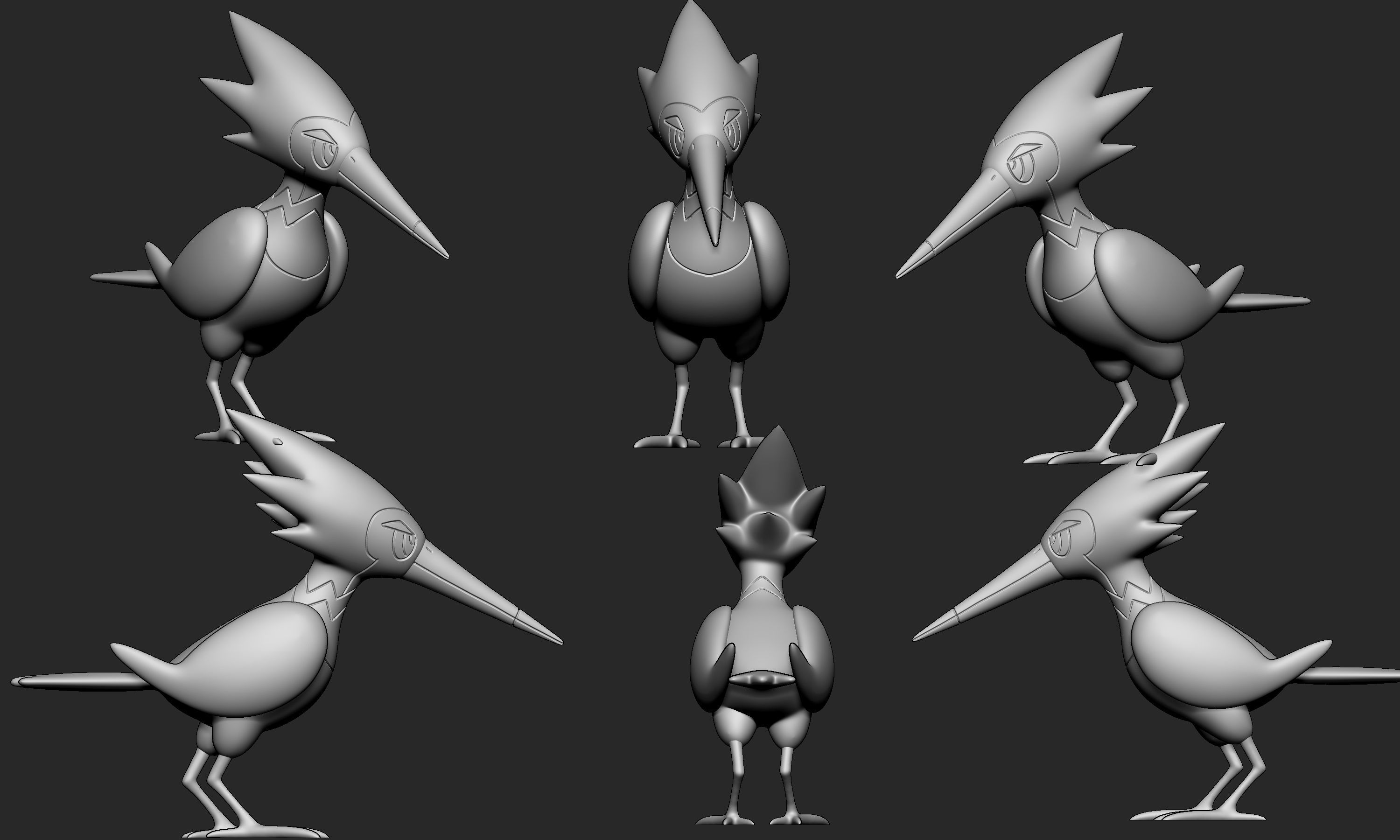 Pokemon - Pikipek Trumbeak and Toucannon with 2 poses 3D print model_13