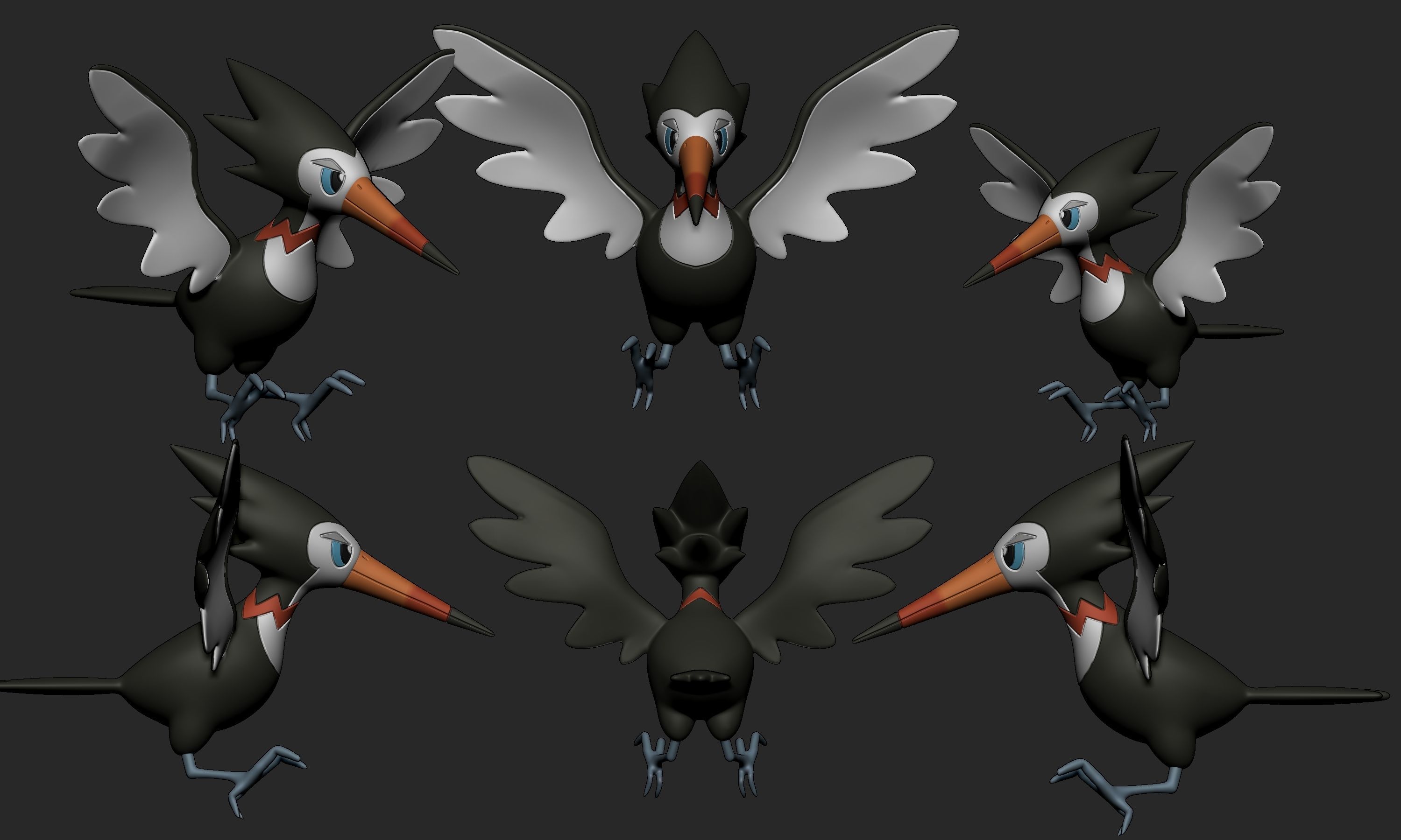 Pokemon - Pikipek Trumbeak and Toucannon with 2 poses 3D print model_14