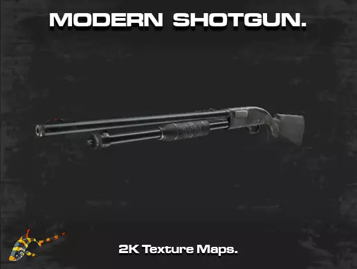 MODERN SHOTGUN Low-poly 3D model_0