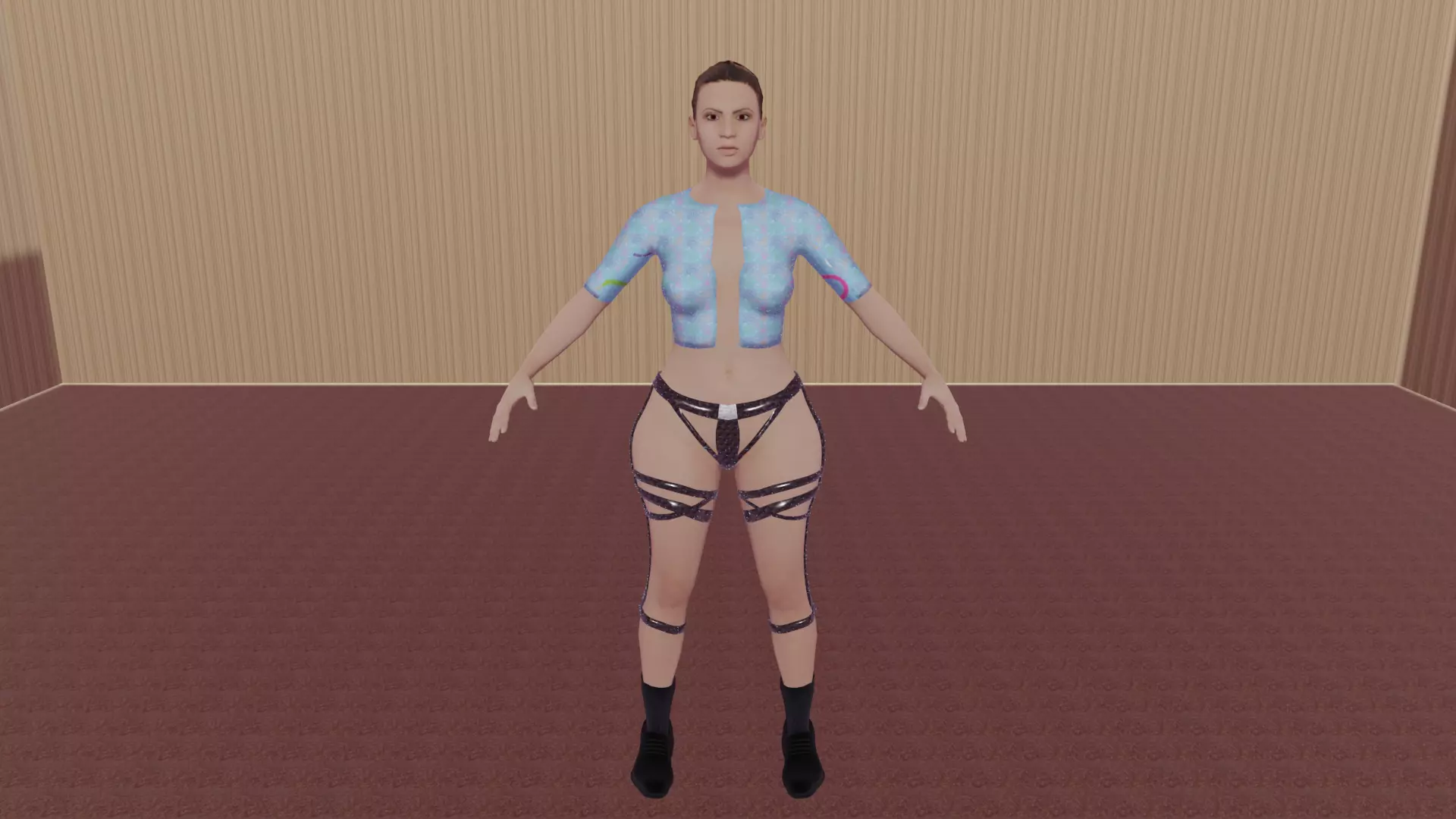 female bikini game character Low-poly 3D model_0