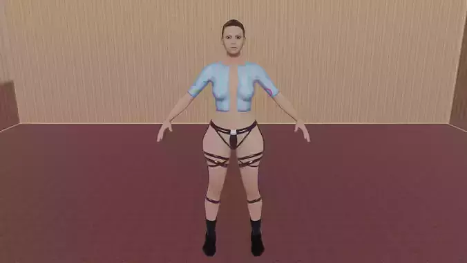 female bikini game character Low-poly 3D model