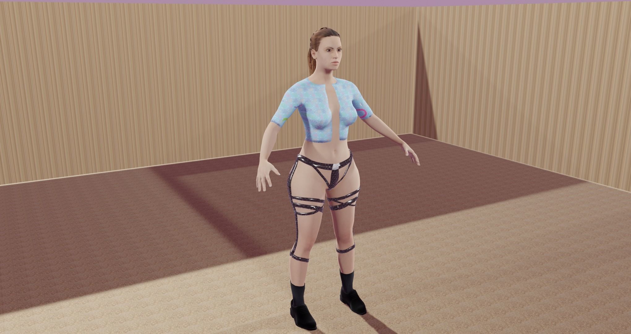 female bikini game character Low-poly 3D model_5