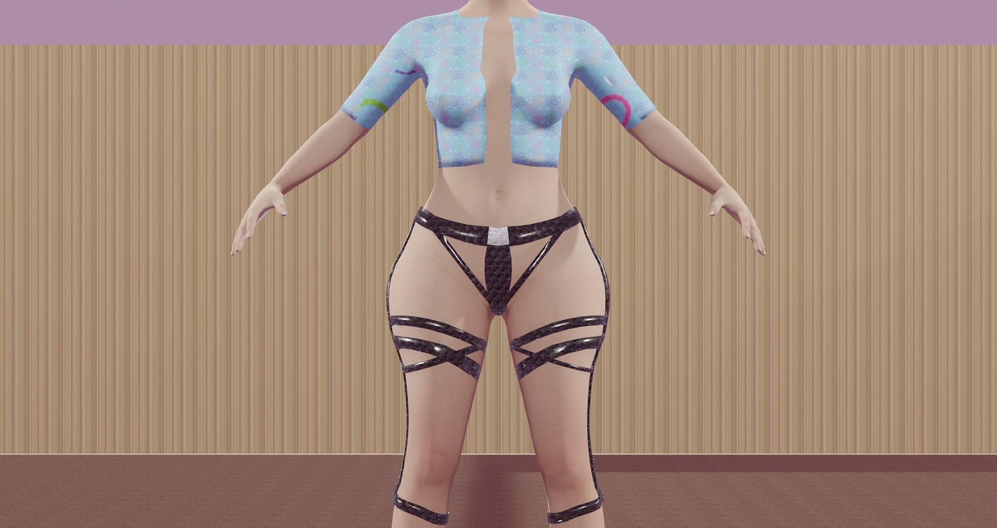 female bikini game character Low-poly 3D model_12