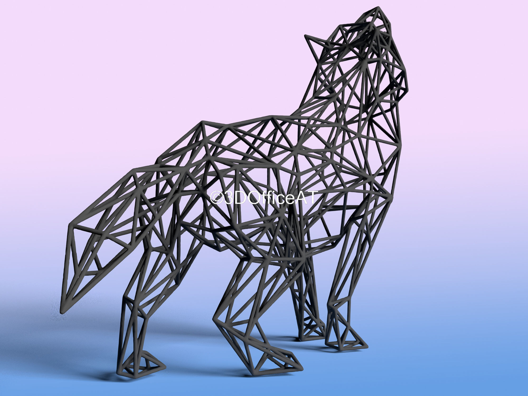 Wolf in Wire Art  3D print model_8
