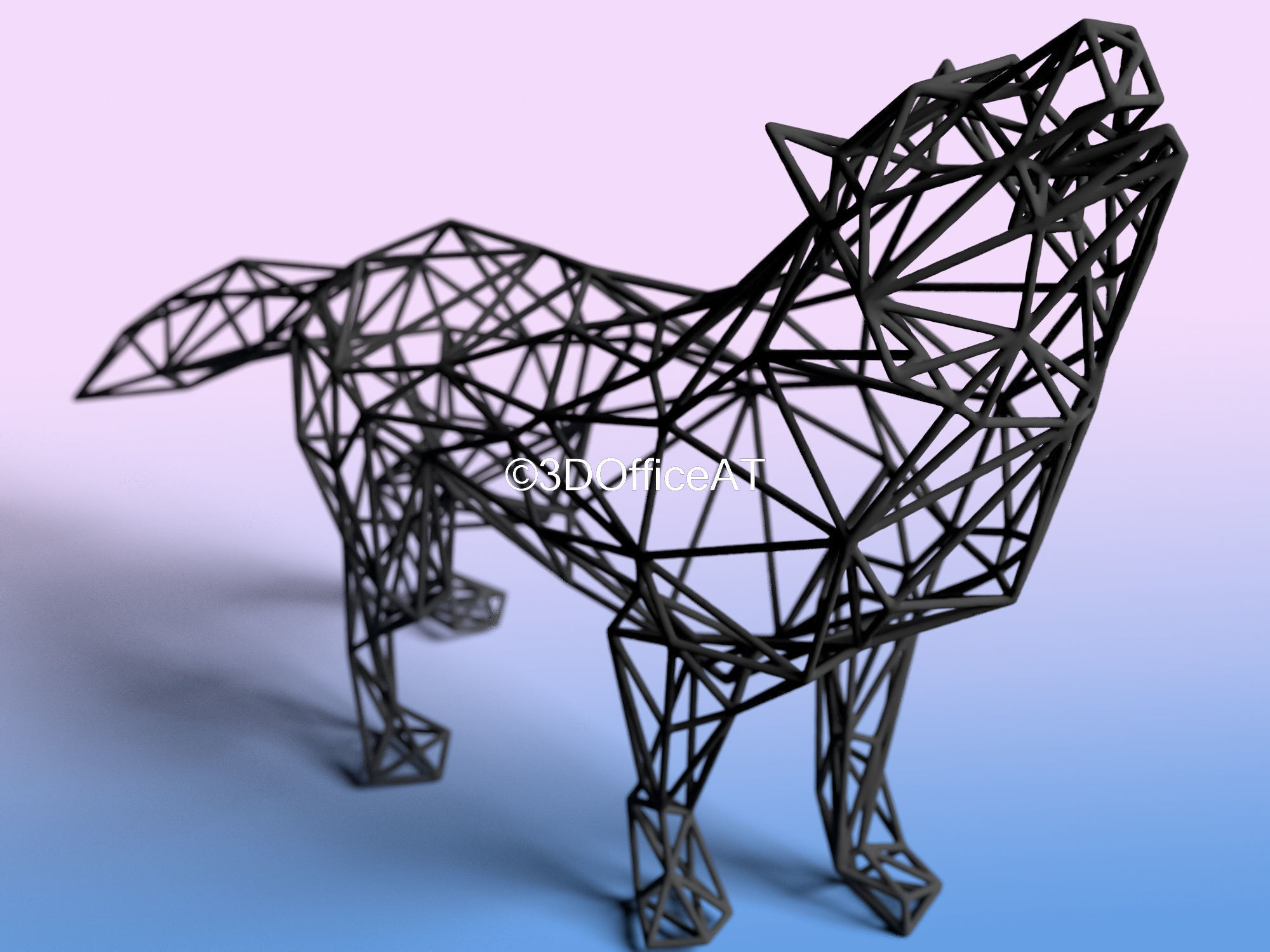 Wolf in Wire Art  3D print model_12