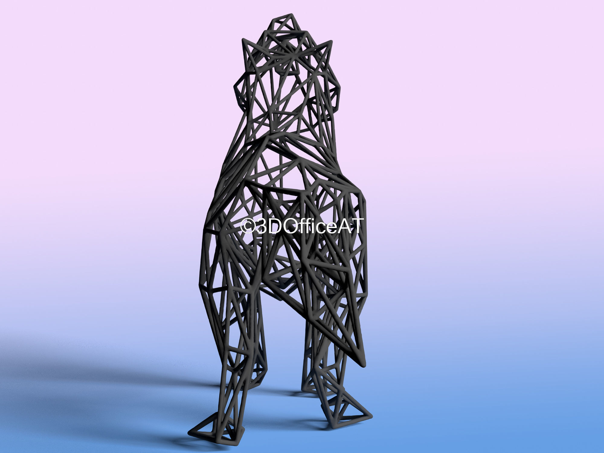 Wolf in Wire Art  3D print model_7