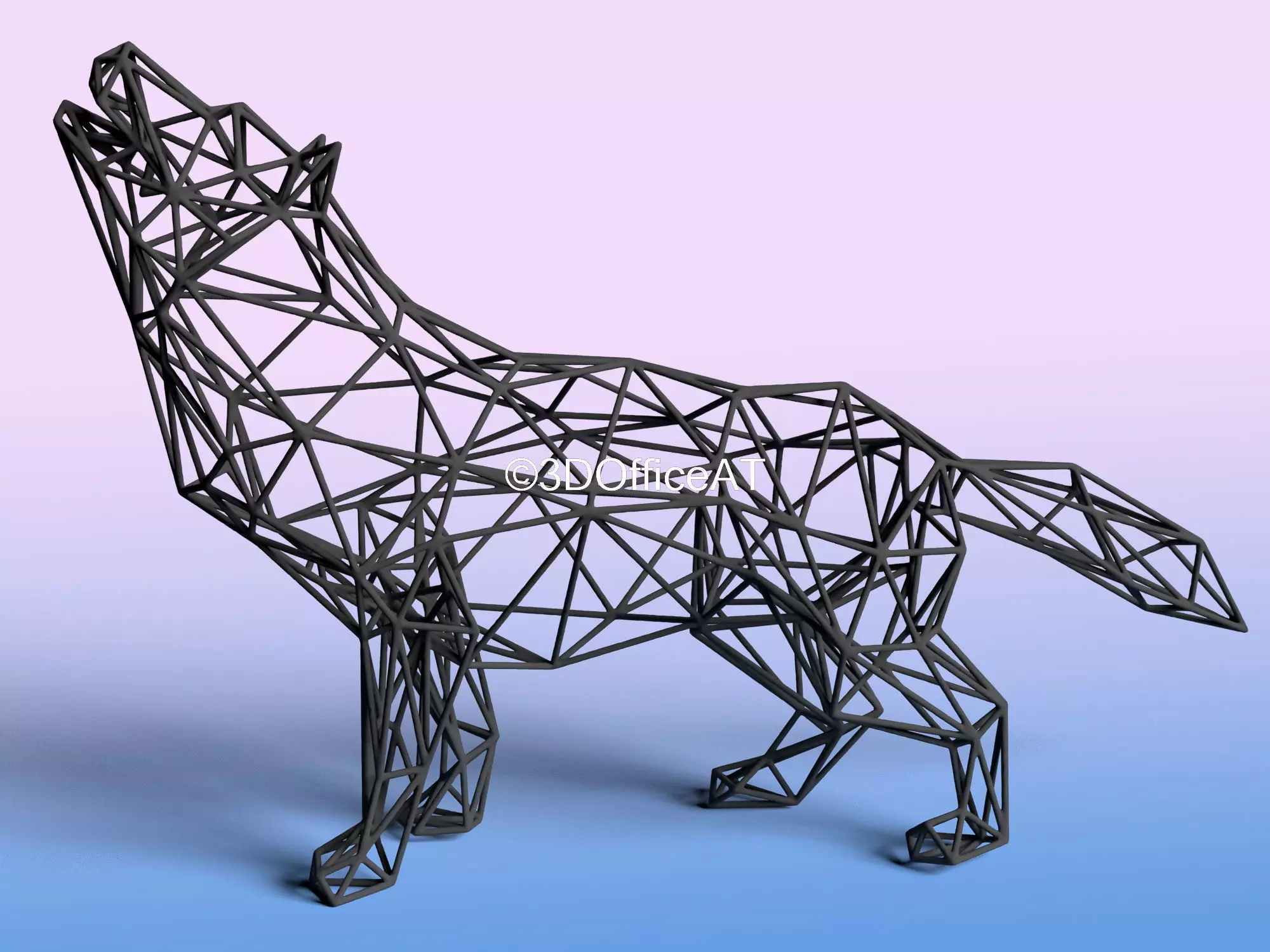 Wolf in Wire Art  3D print model_0
