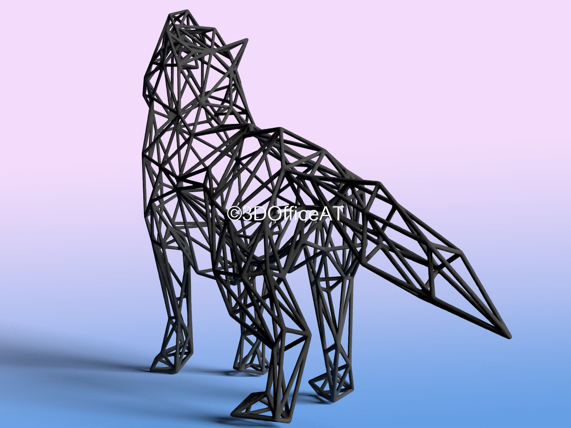 Wolf in Wire Art  3D print model_6