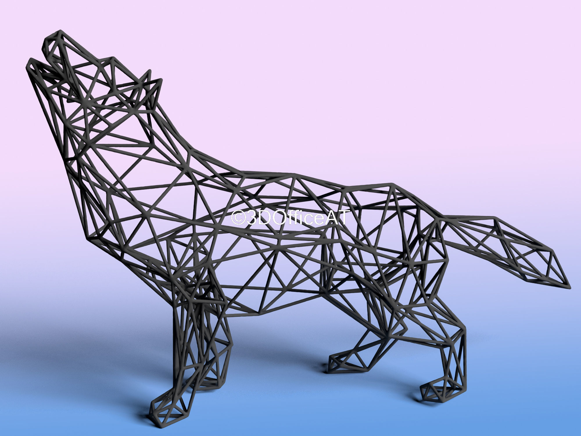 Wolf in Wire Art  3D print model_3