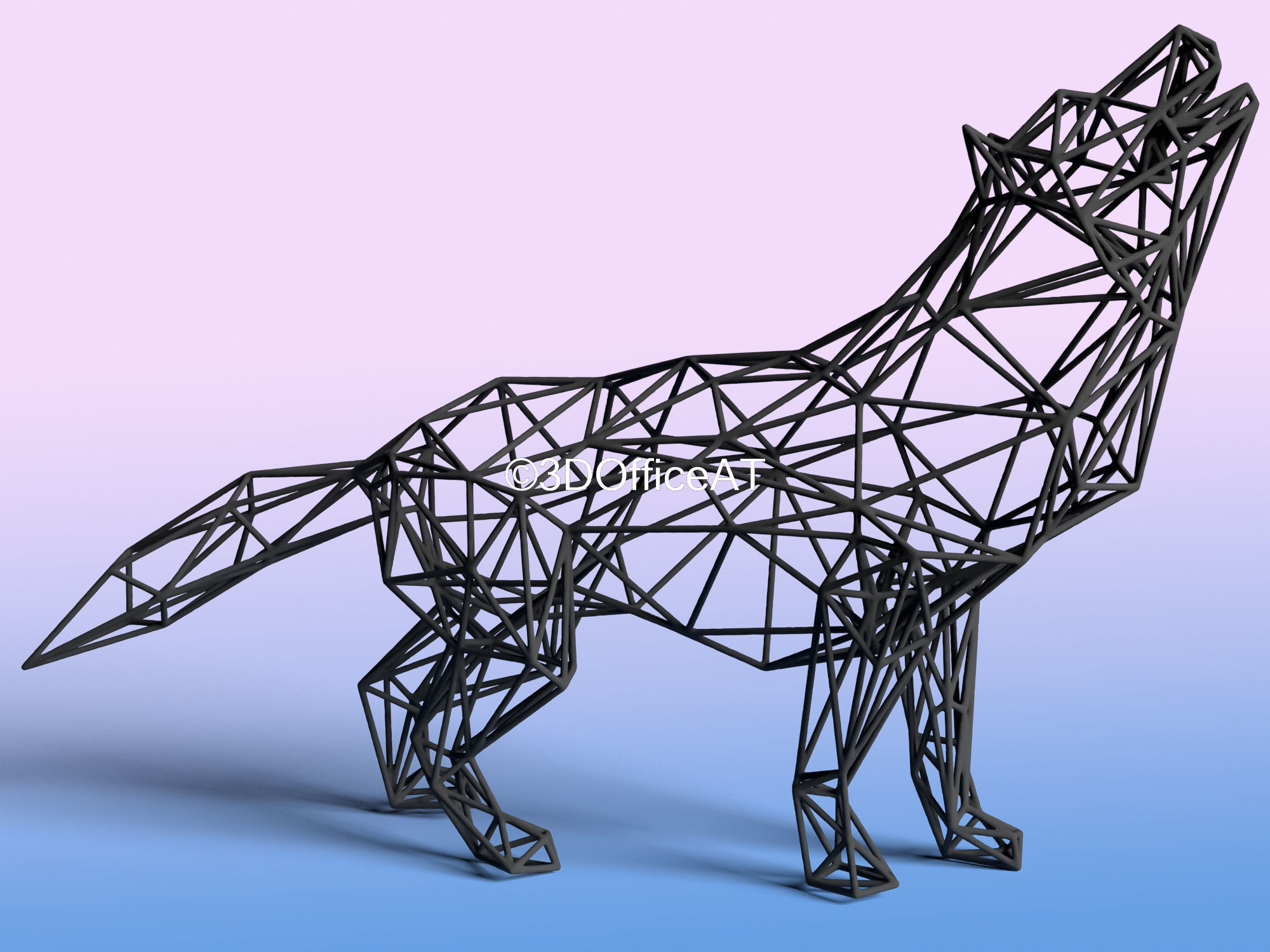 Wolf in Wire Art  3D print model_10