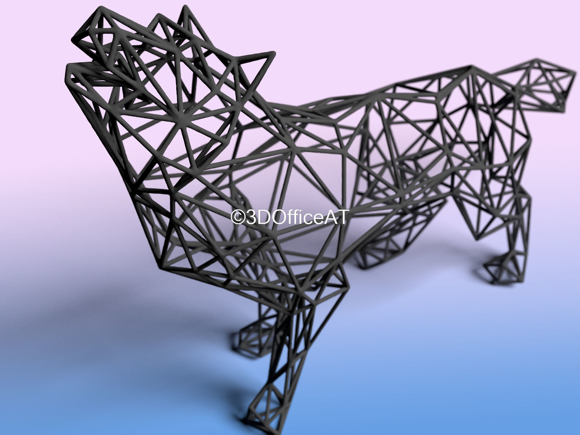 Wolf in Wire Art  3D print model_2