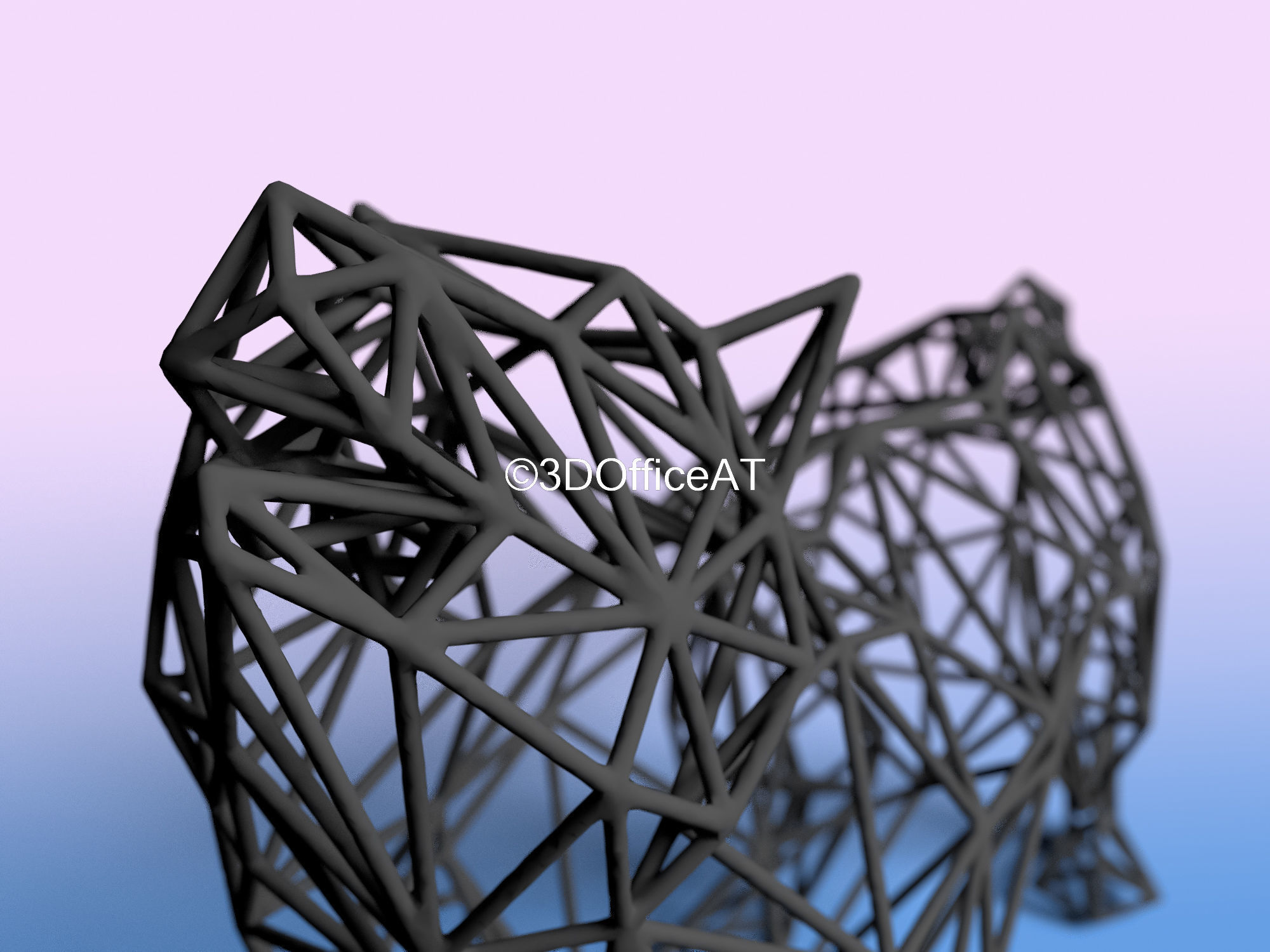 Wolf in Wire Art  3D print model_4