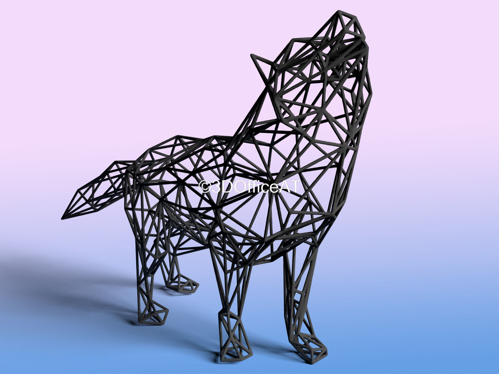 Wolf in Wire Art  3D print model_11