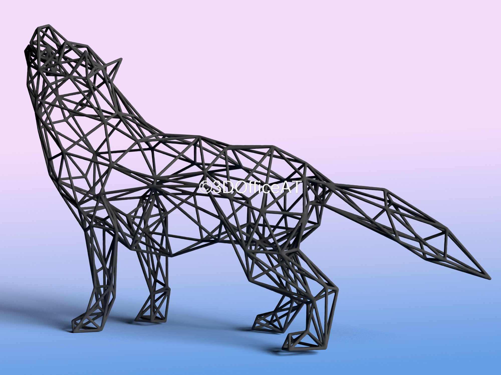 Wolf in Wire Art  3D print model_5