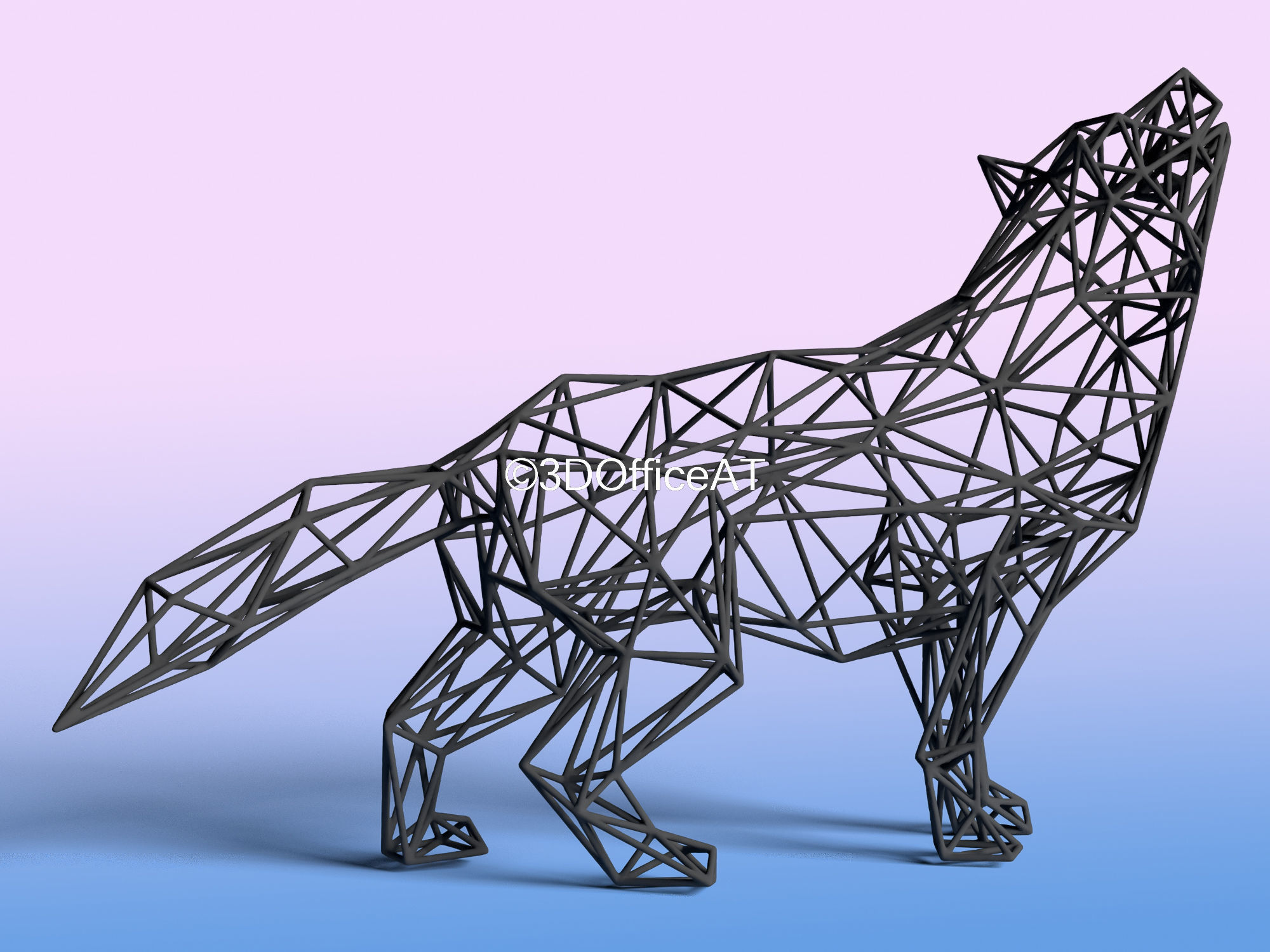 Wolf in Wire Art  3D print model_9