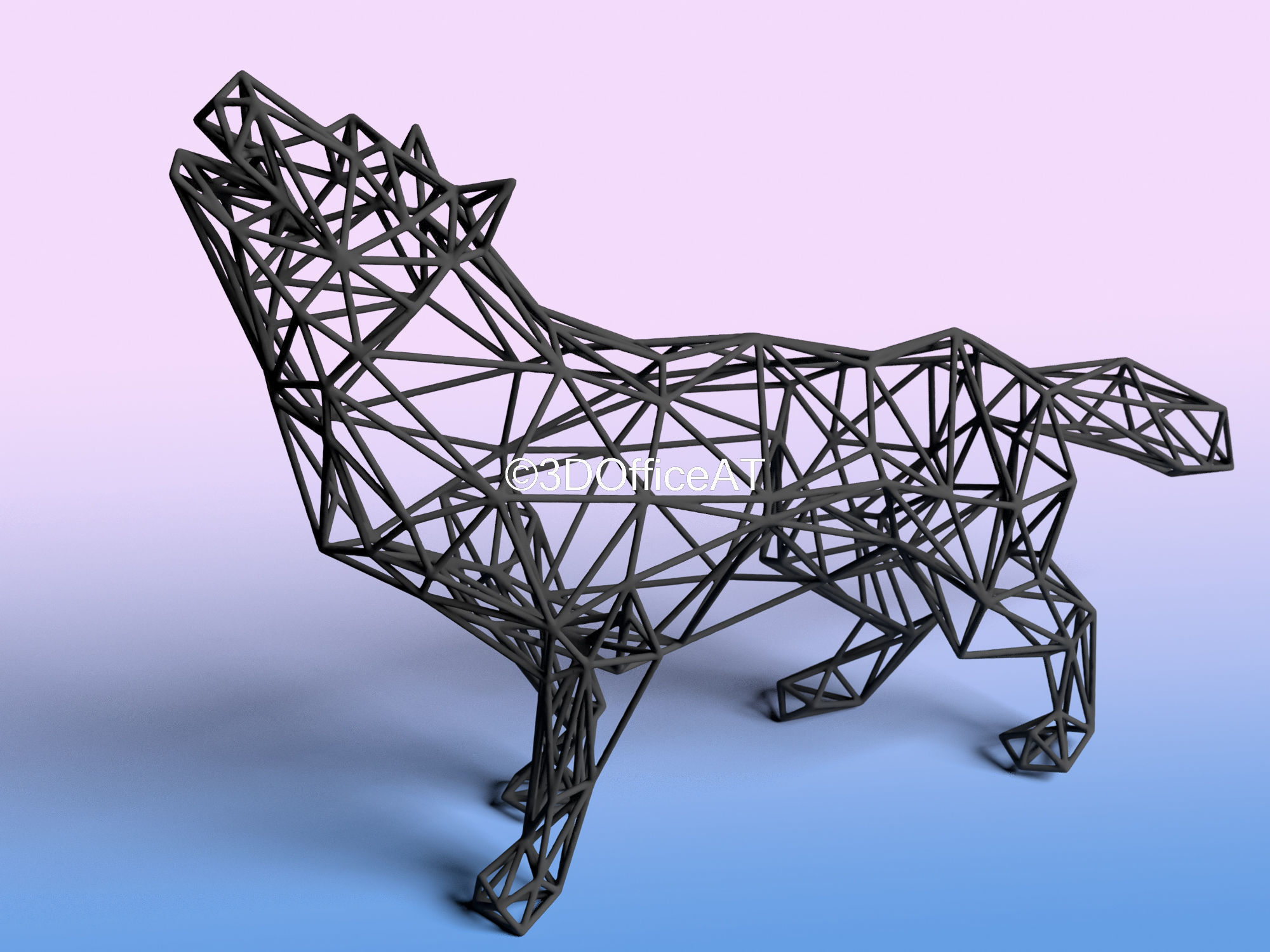 Wolf in Wire Art  3D print model_13