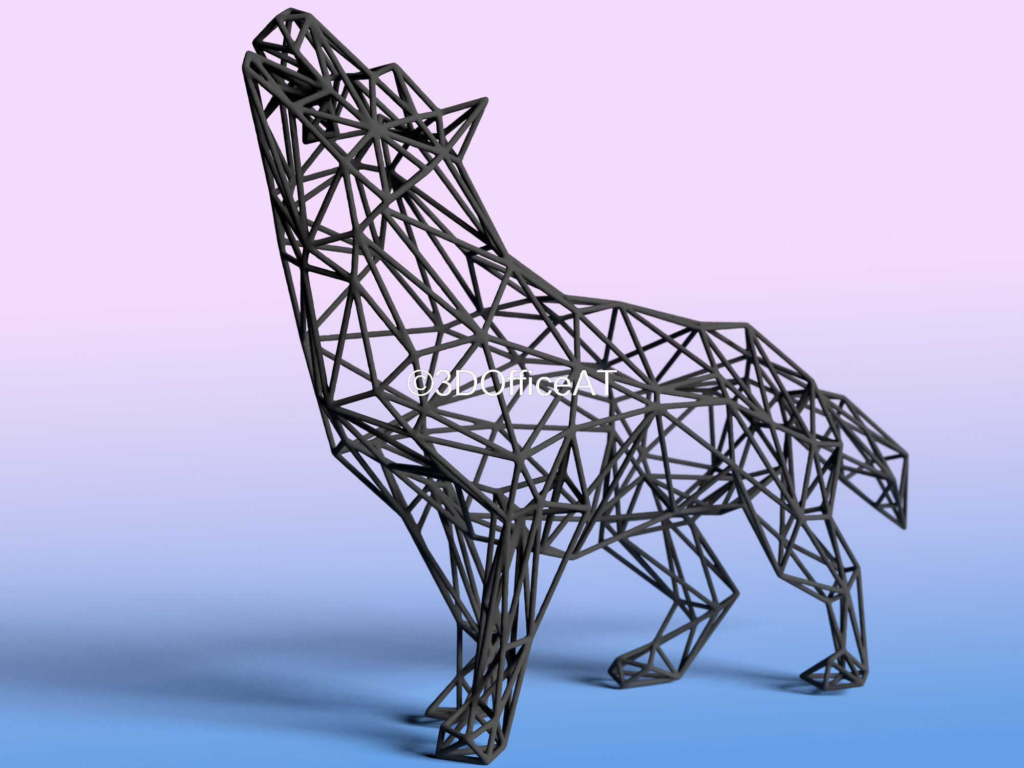 Wolf in Wire Art  3D print model_1