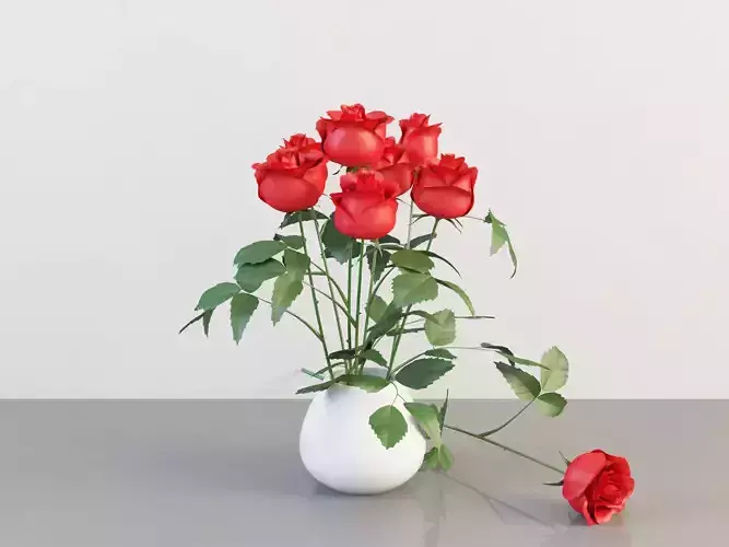 Red Rose Vase Set 01
