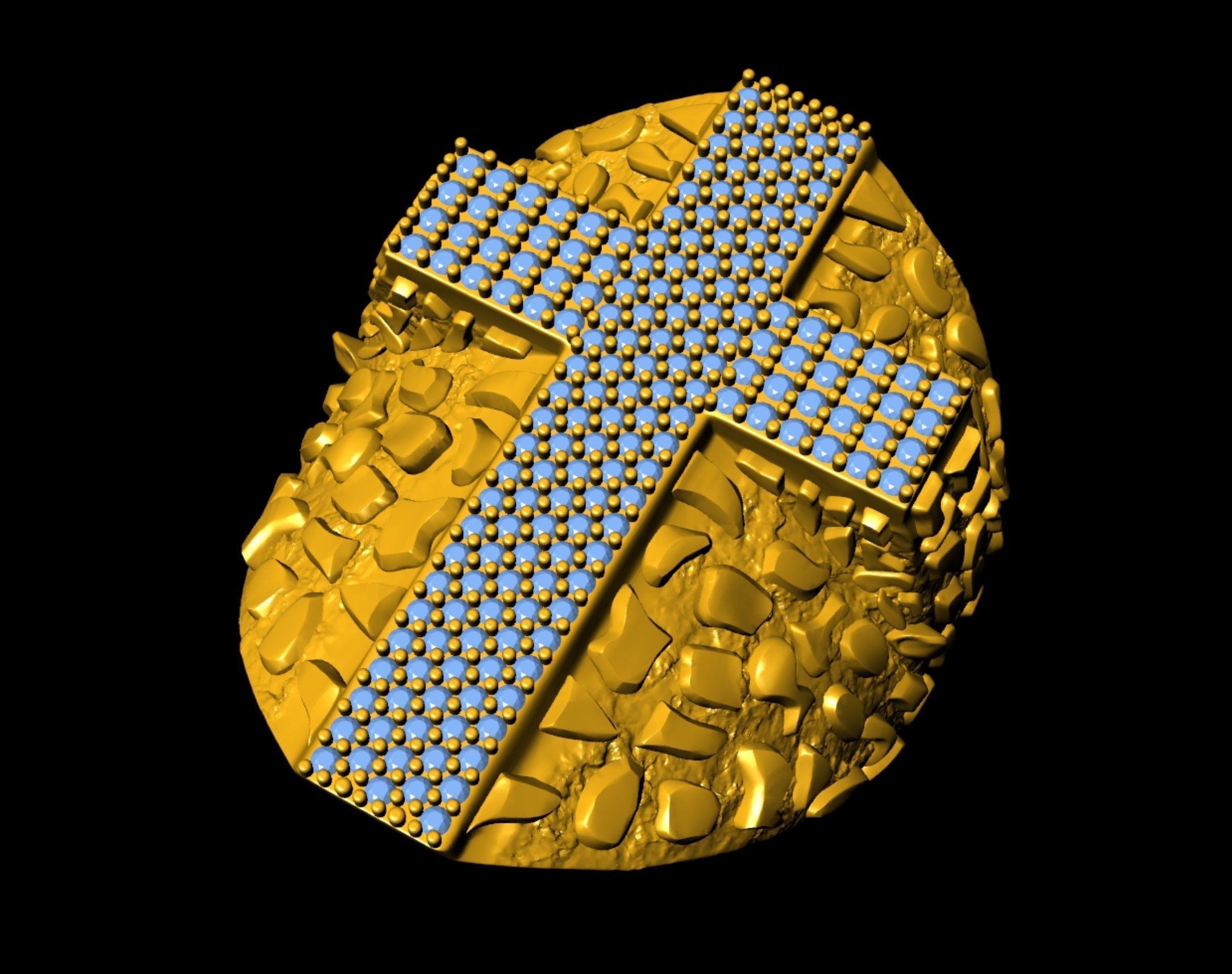 Nugget Diamond Cross Ring  3D print model_11
