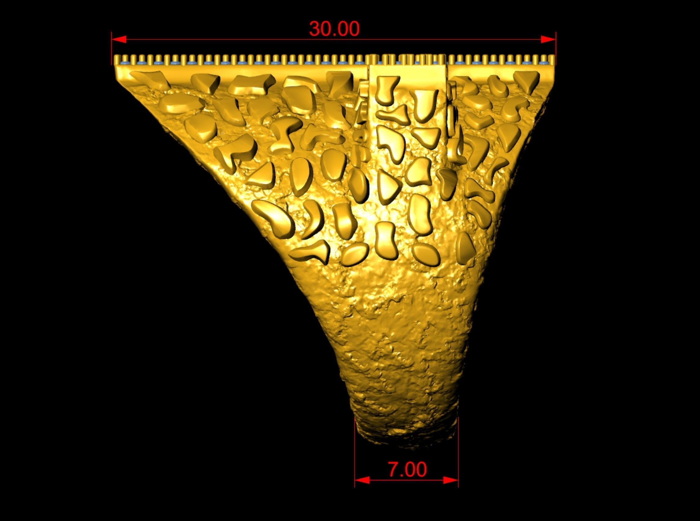 Nugget Diamond Cross Ring  3D print model_10