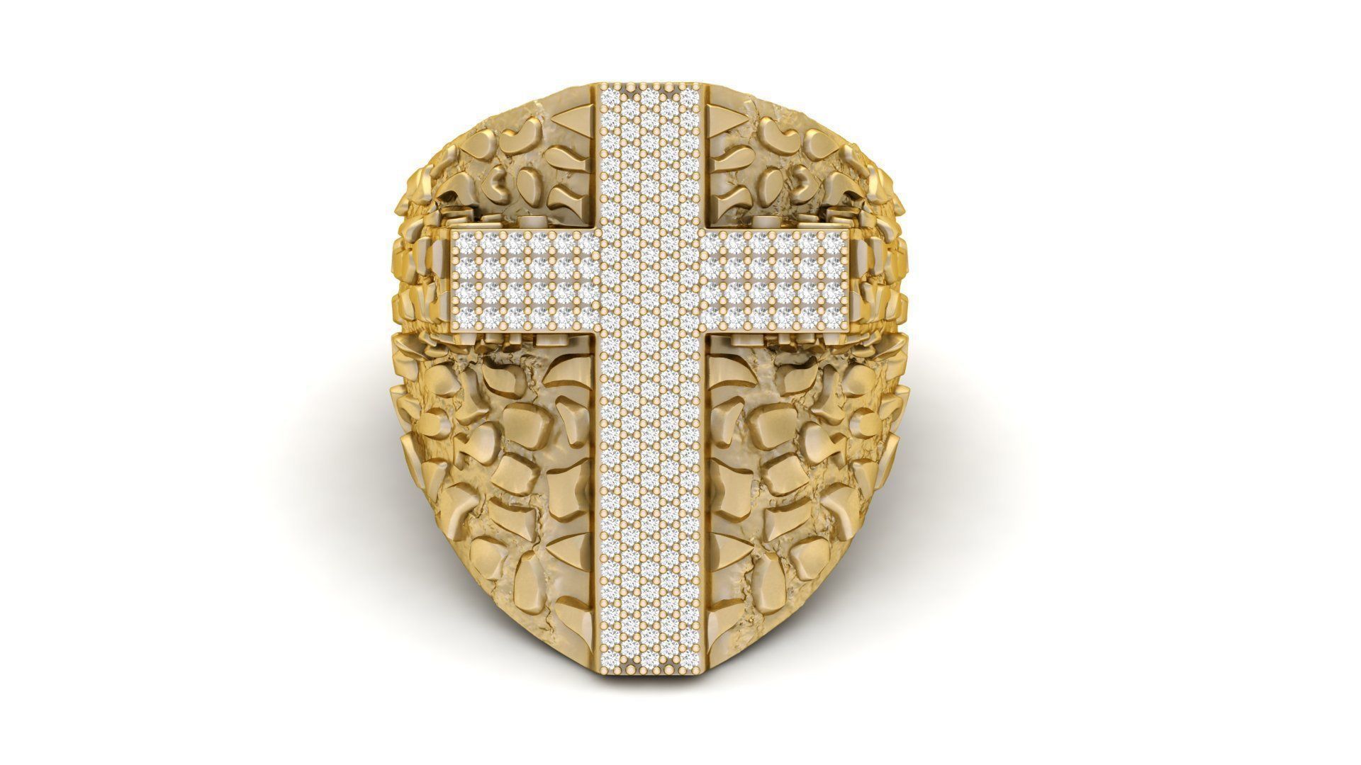 Nugget Diamond Cross Ring  3D print model_2