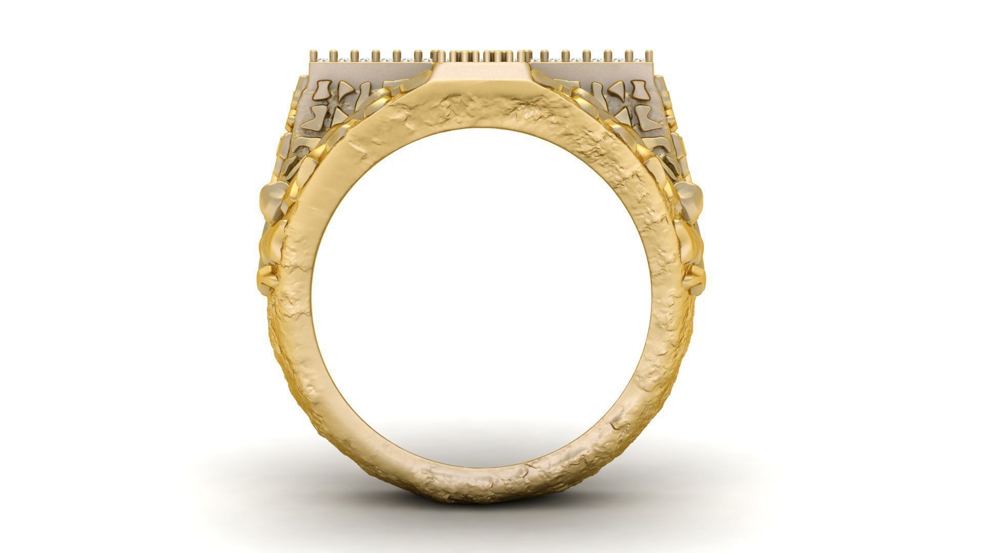 Nugget Diamond Cross Ring  3D print model_3