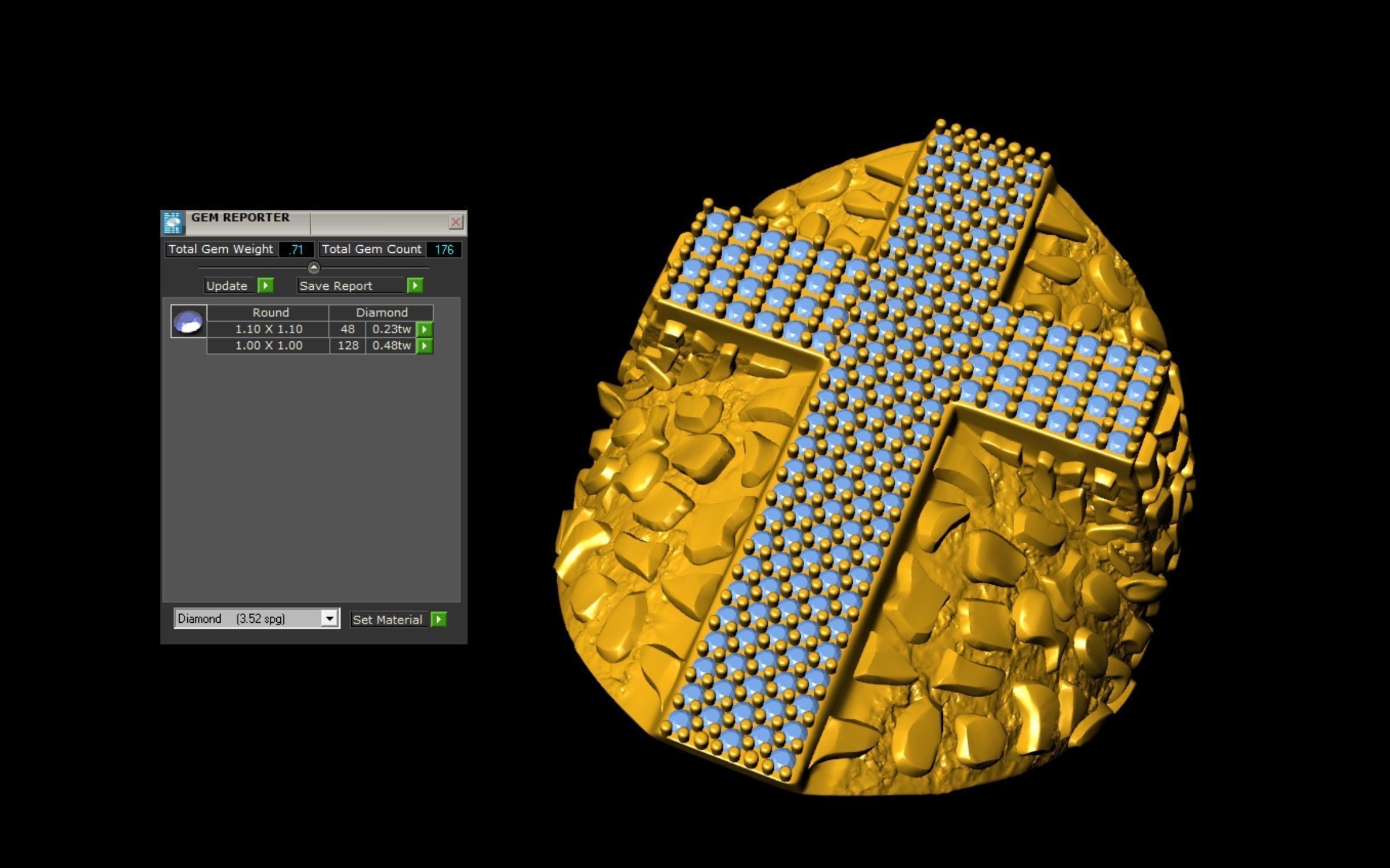 Nugget Diamond Cross Ring  3D print model_7