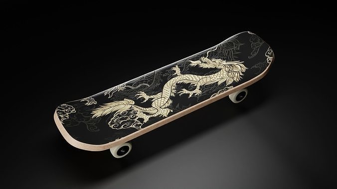 Skateboard with dragon 3D model