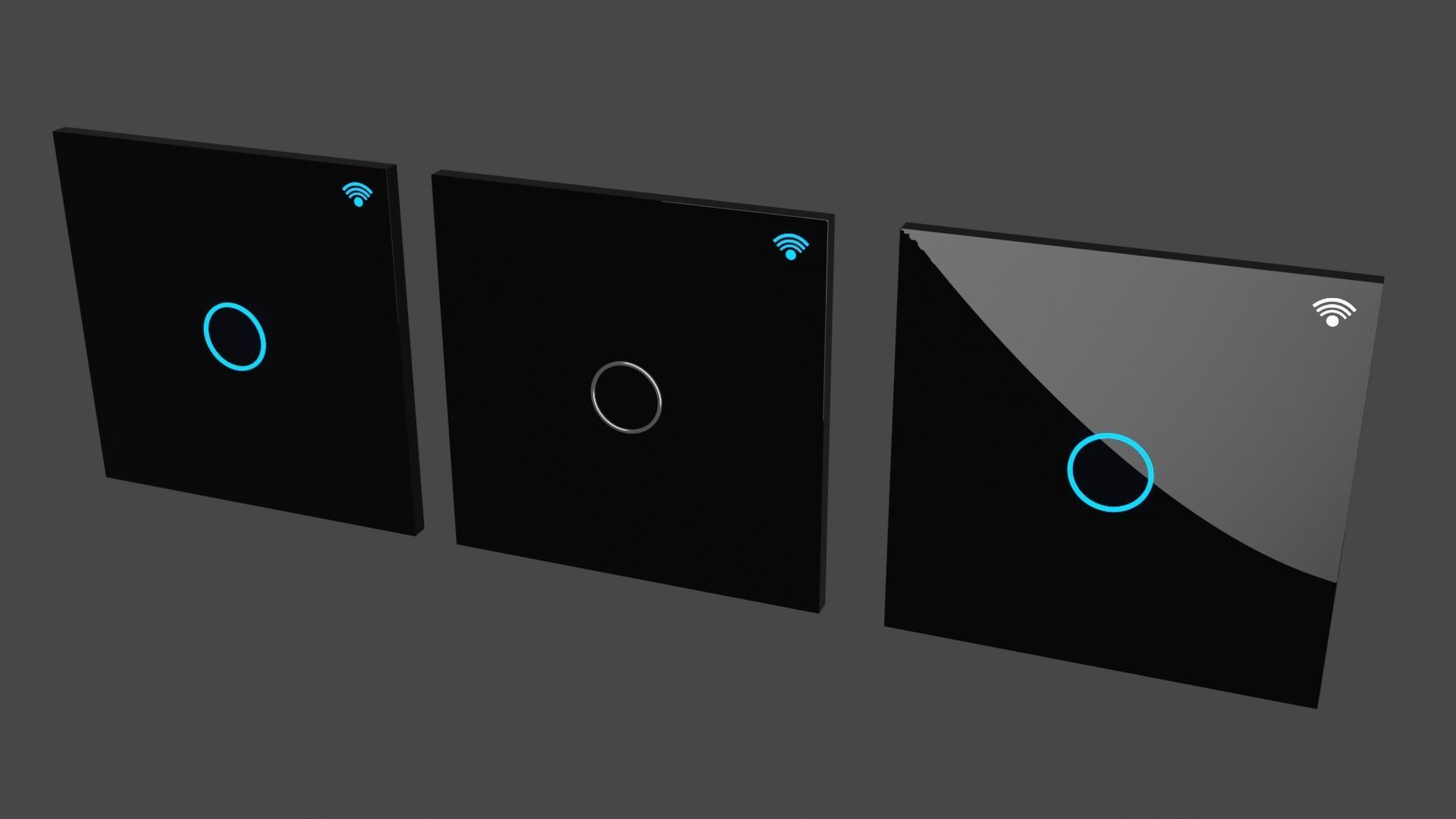 SWITCH BLACK GLASS 3D model_3